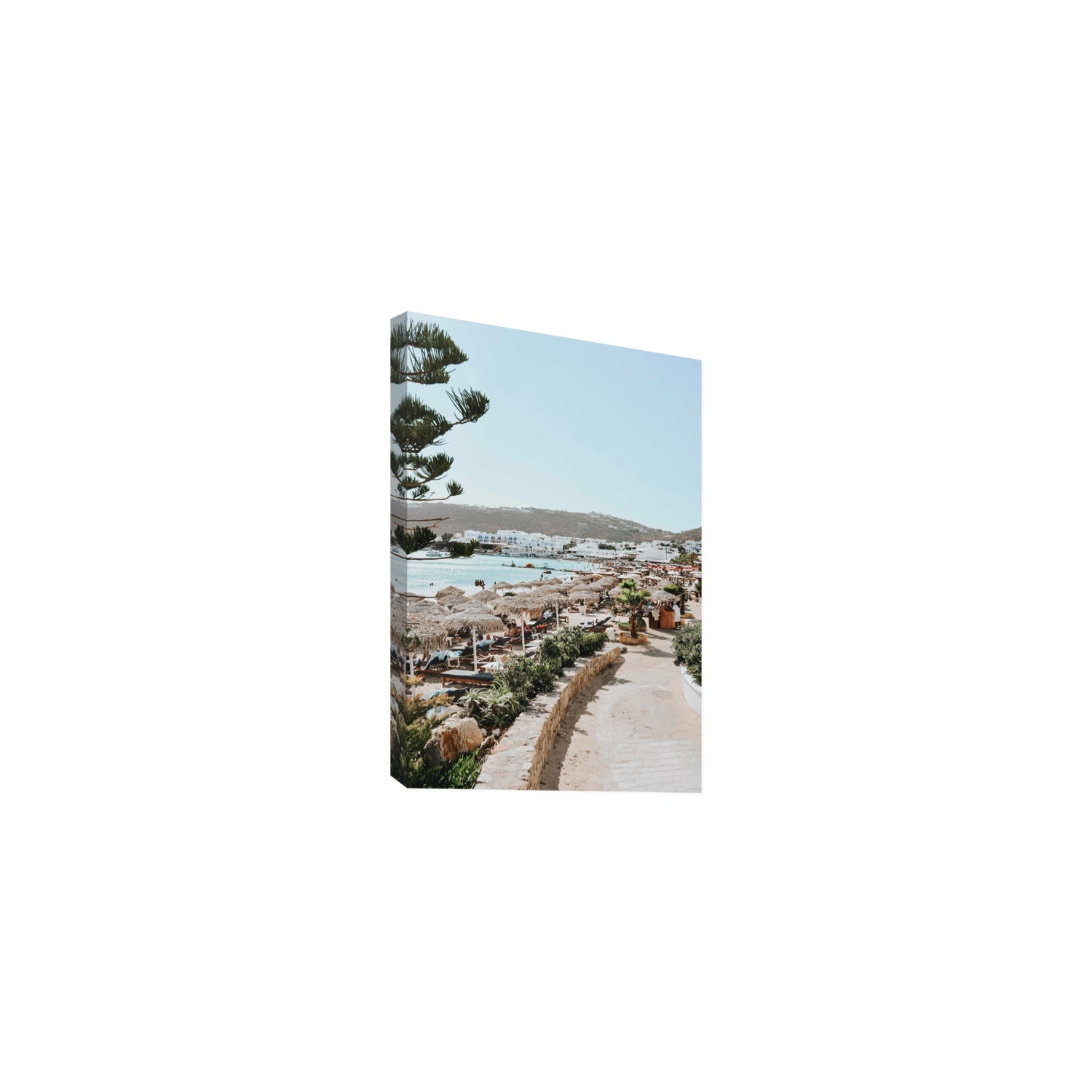 All Roads Lead To The Beach Mykonos Greek island wall art Medium stretched canvas print