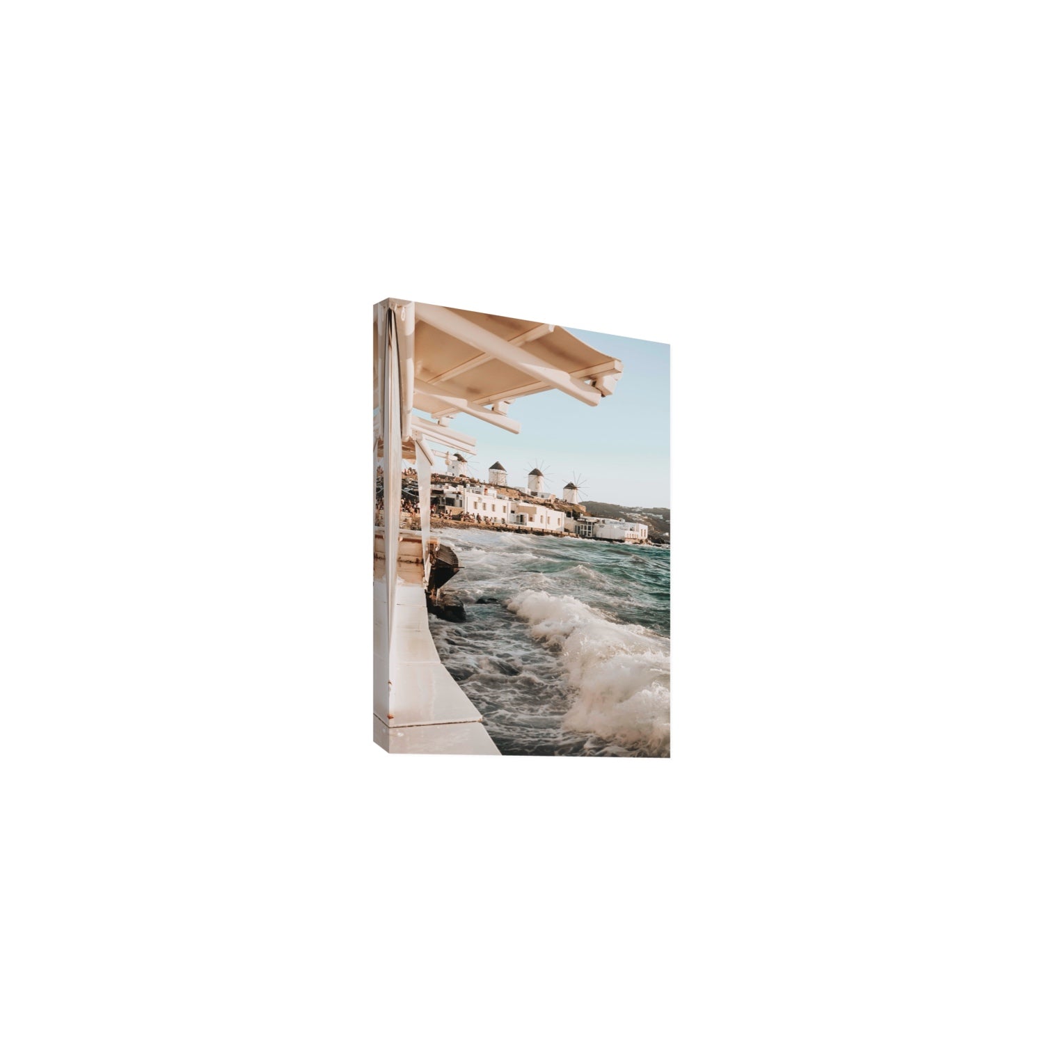 Windmills Mykonos Greek island wall art Medium stretched canvas print