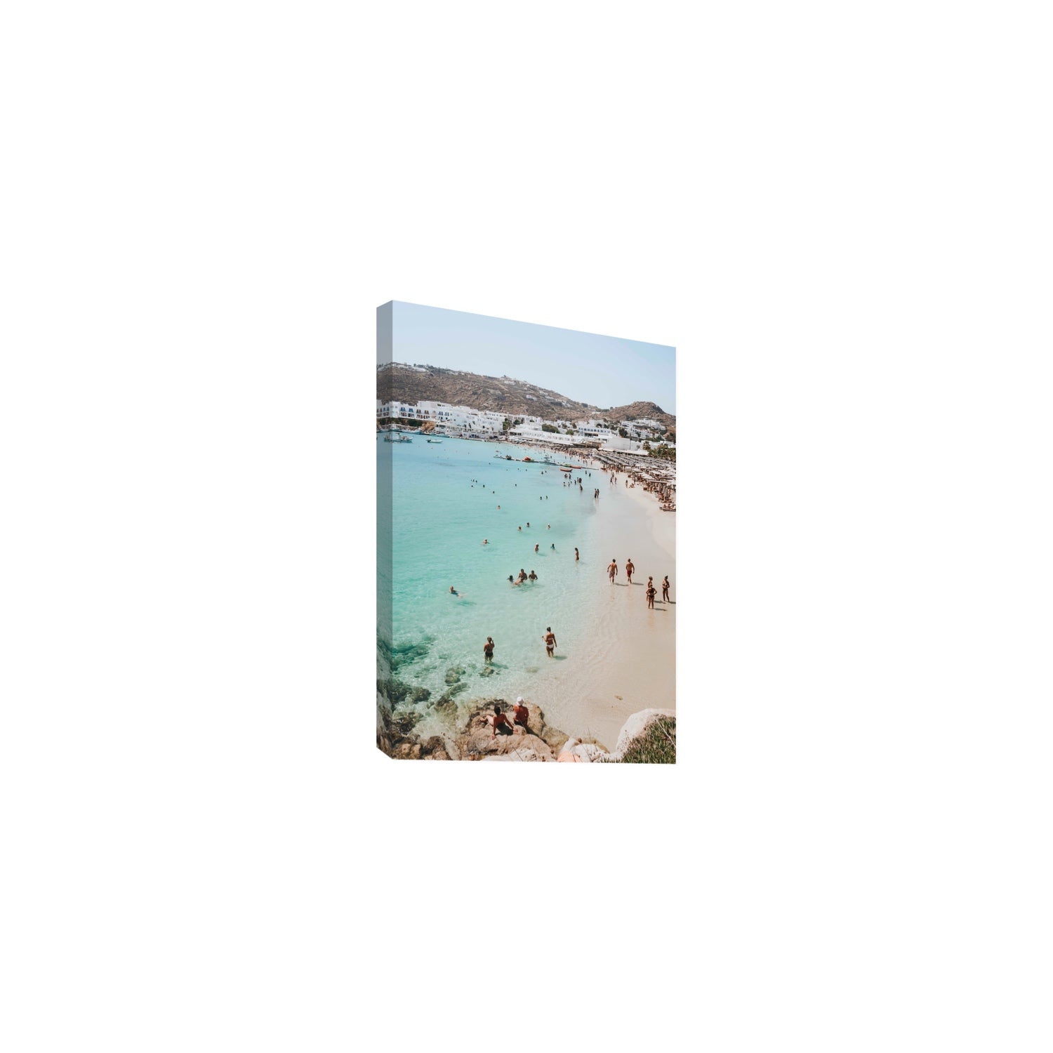 Breathe In The Salty Air Mykonos Greek island wall art Medium stretched canvas print
