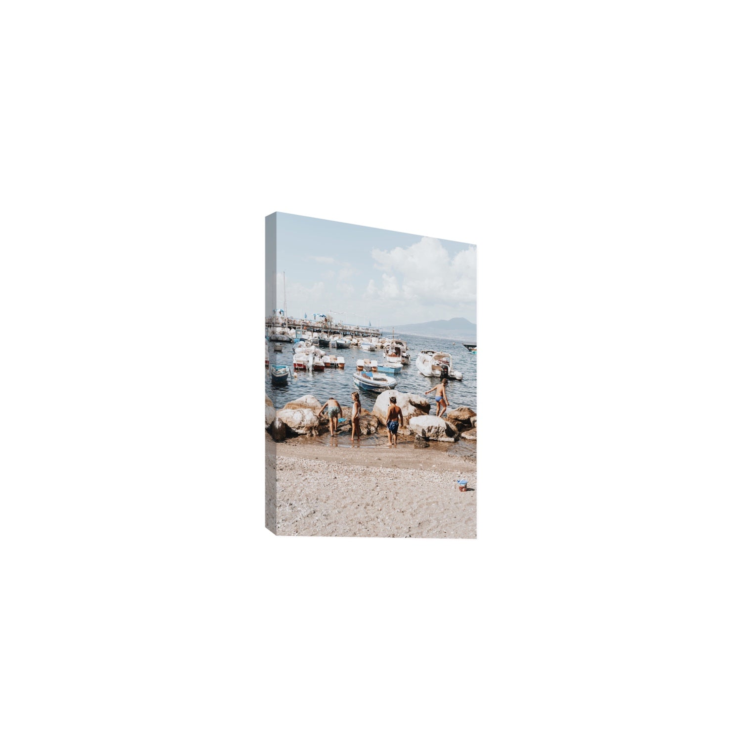 Searching For Treasures Sorrento coastal wall art Medium stretched canvas print
