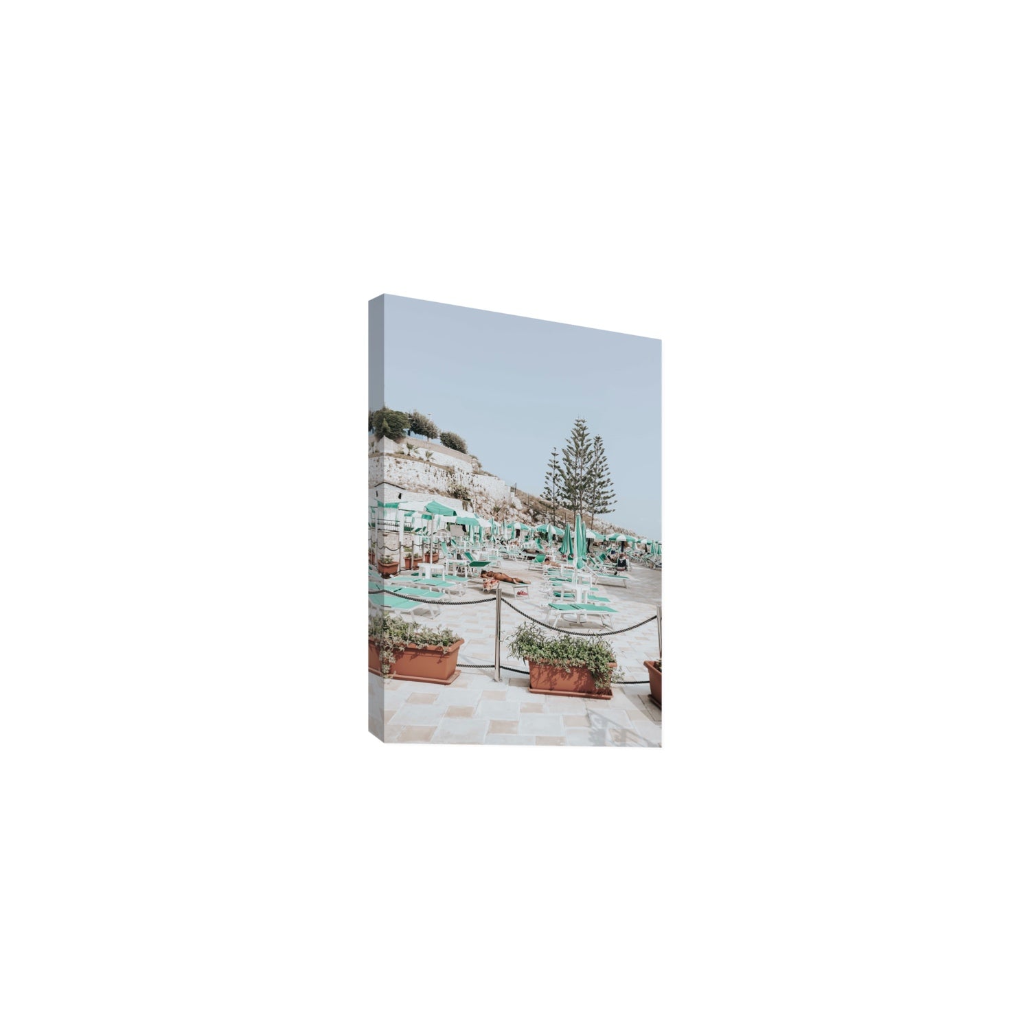 Siesta on The Terrace Puglia coastal wall art Medium stretched canvas print
