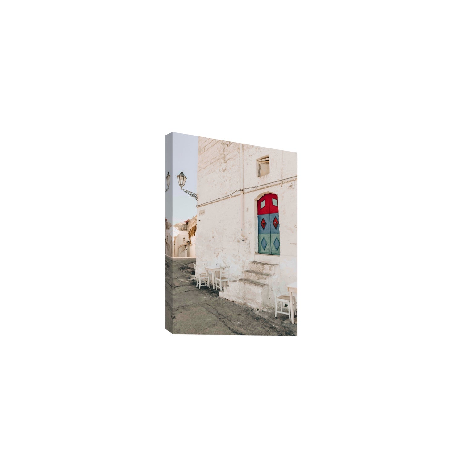Doorway Delight Puglia Ostuni wall art Medium stretched canvas print