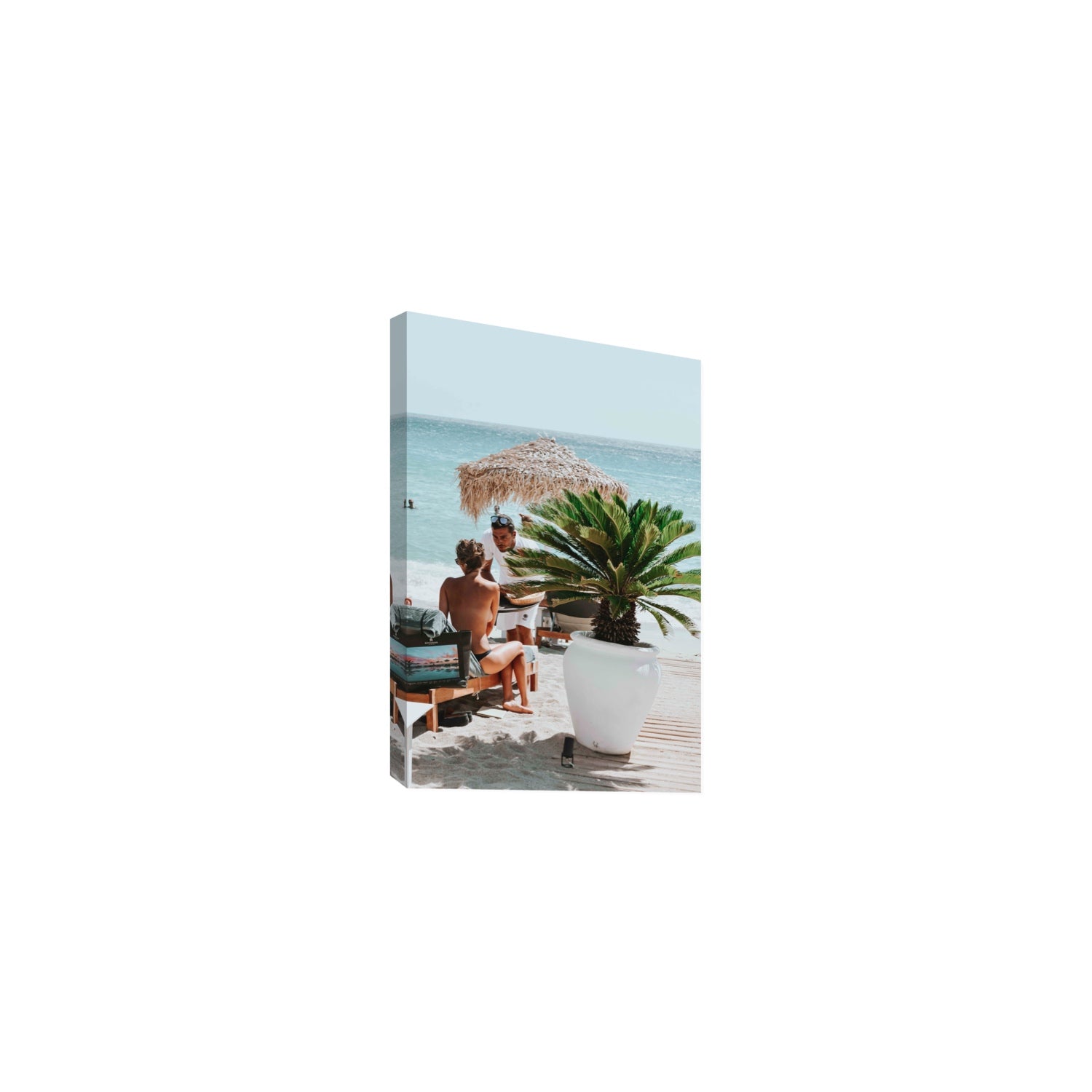 At Your Service Mykonos Greek island wall art Medium stretched canvas print