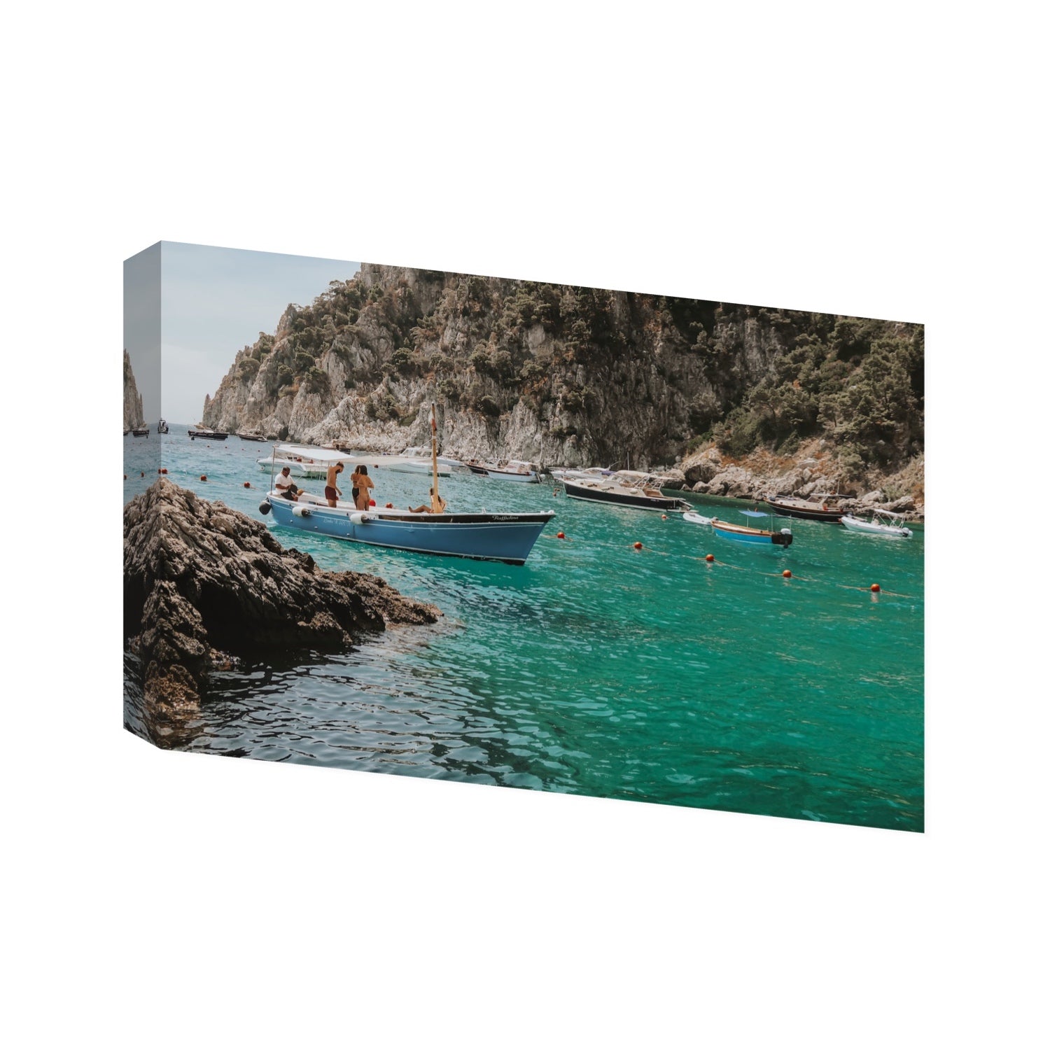 Cozy Cove Capri coastal Mediterranean wall art Statement stretched canvas print