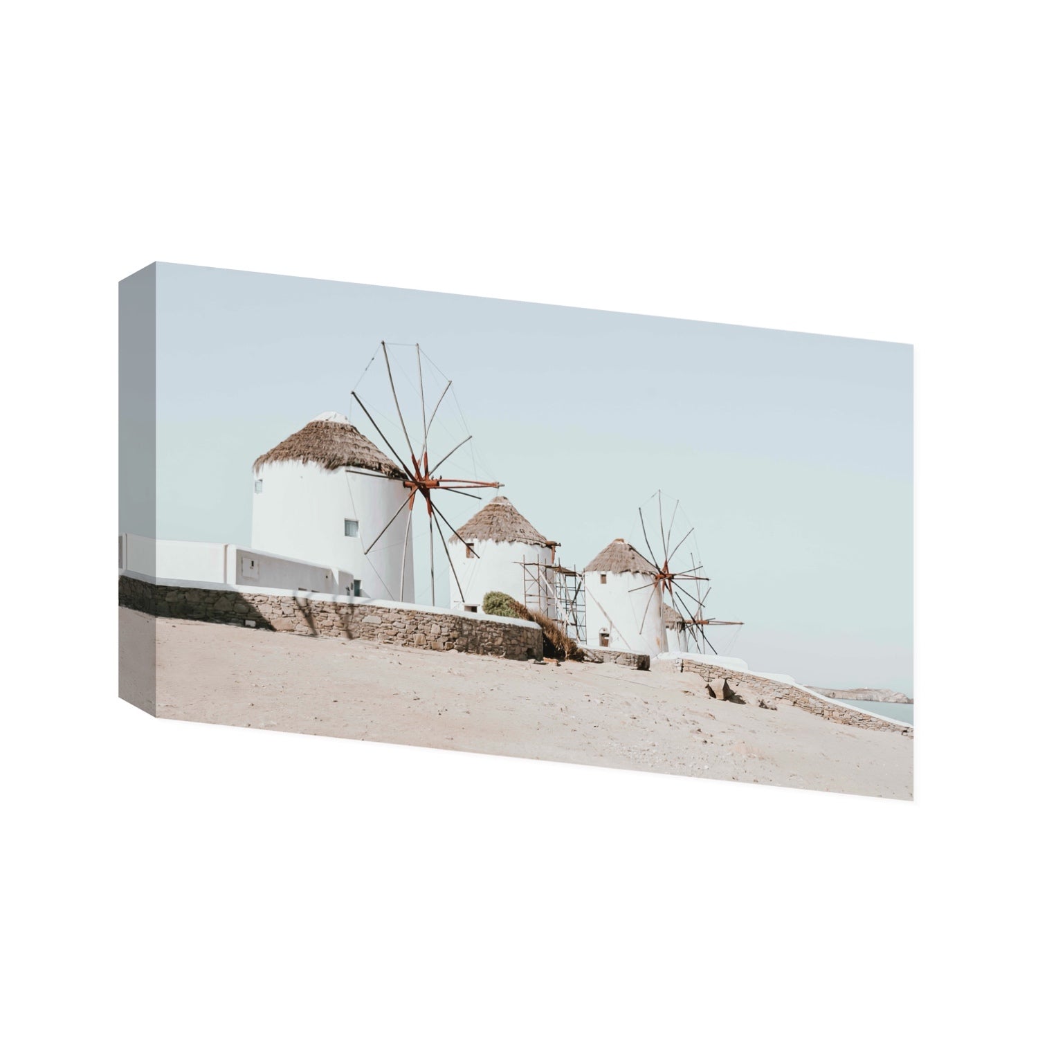Rustic Icons Mykonos Greek island wall art Statement stretched canvas print