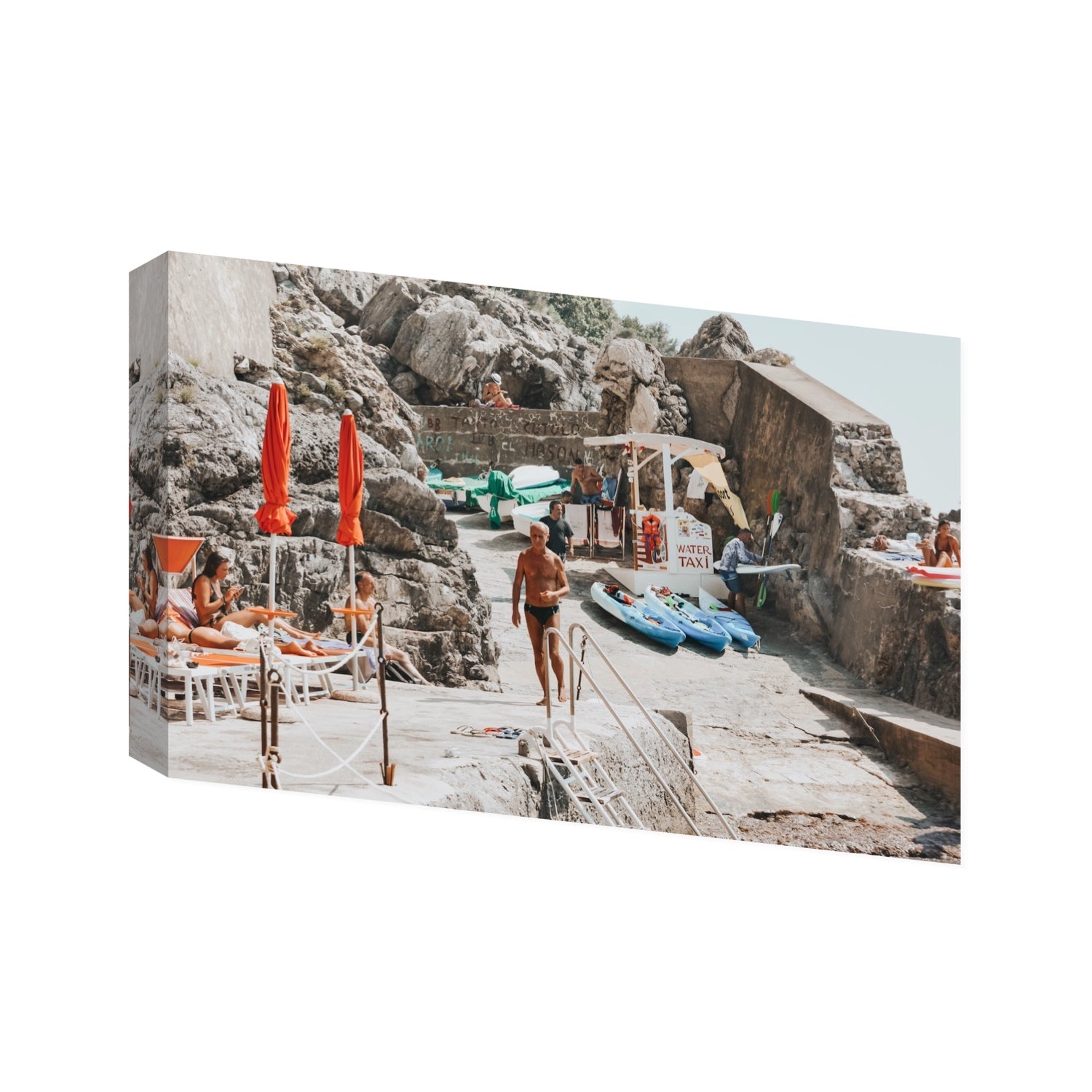 The Local Praiano Amalfi Coast Mediterranean wall art Statement stretched canvas print