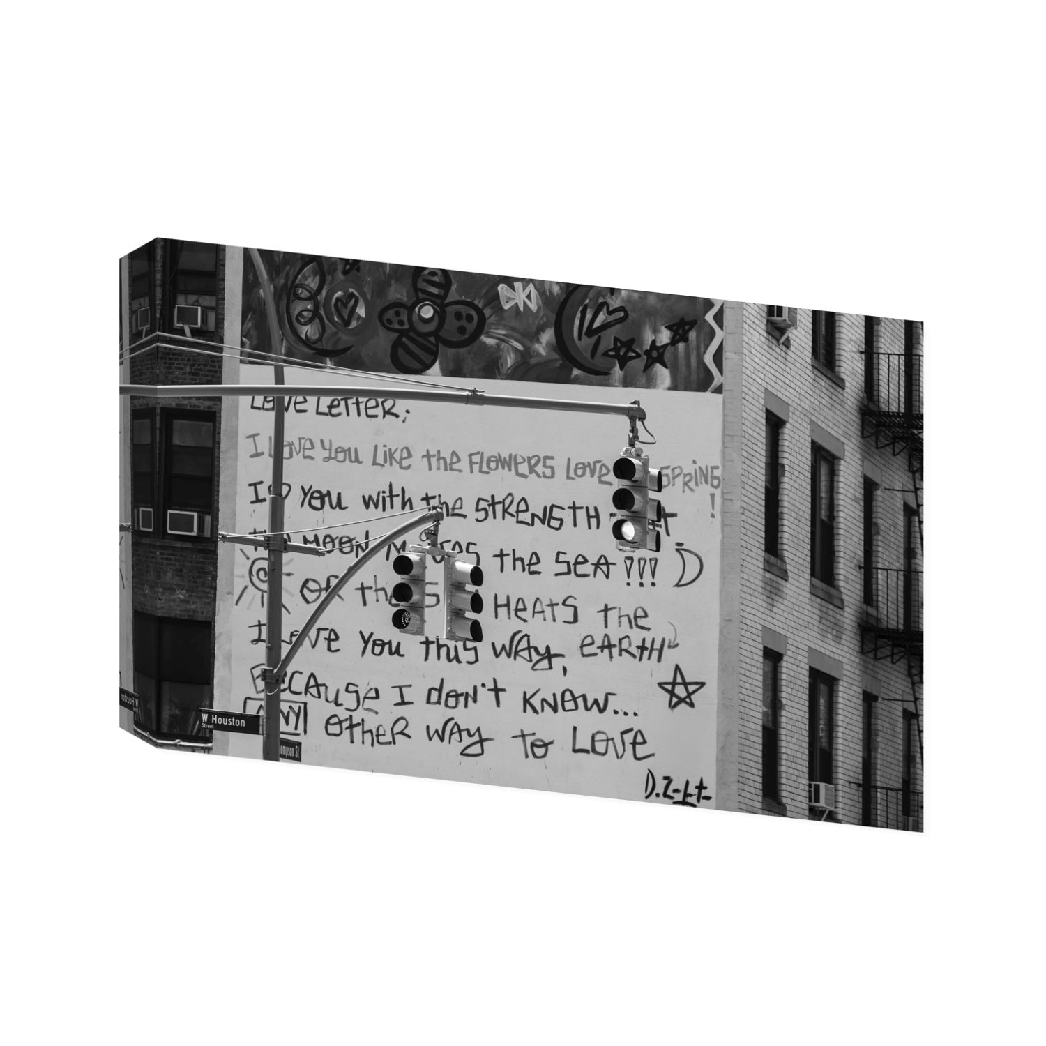 Love Letter New York NYC Black & White wall art Statement stretched canvas print
