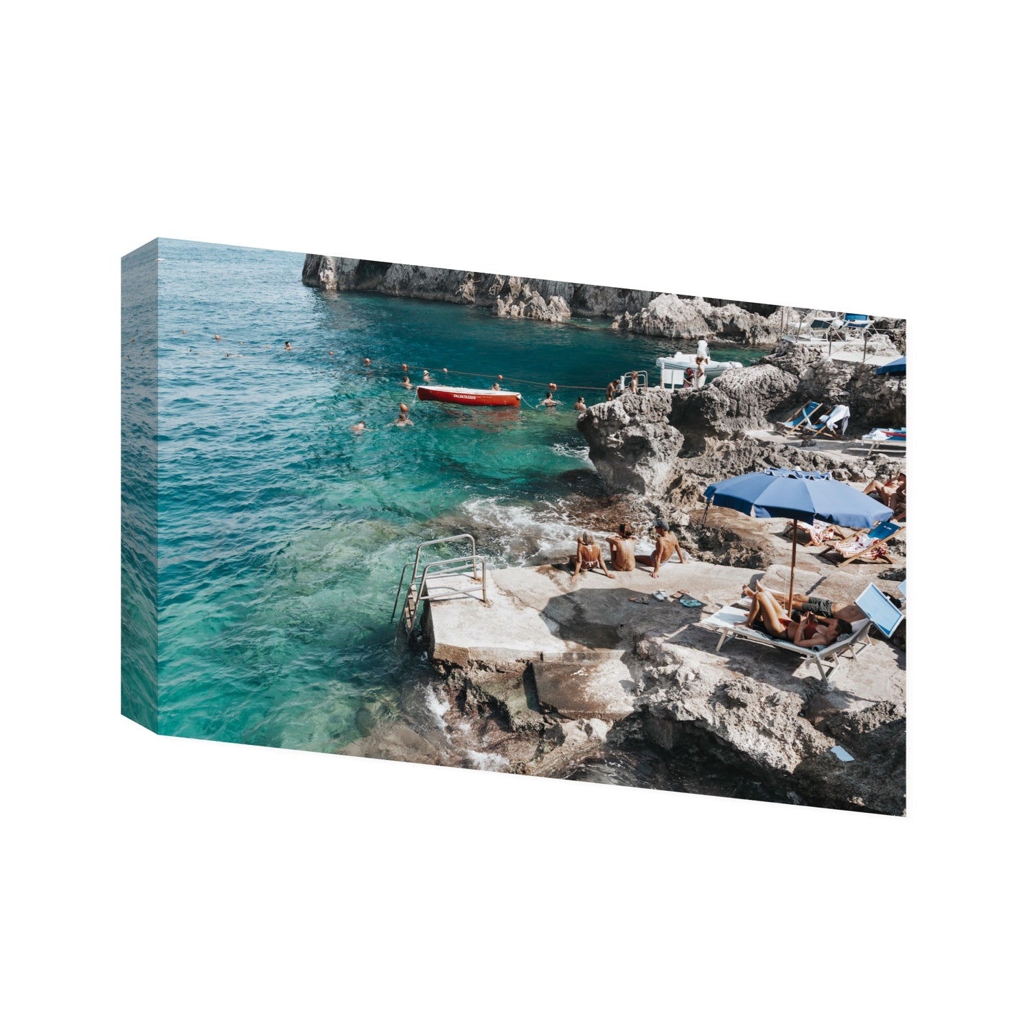 Serenity By The Sea Capri Mediterranean wall art Statement stretched canvas print