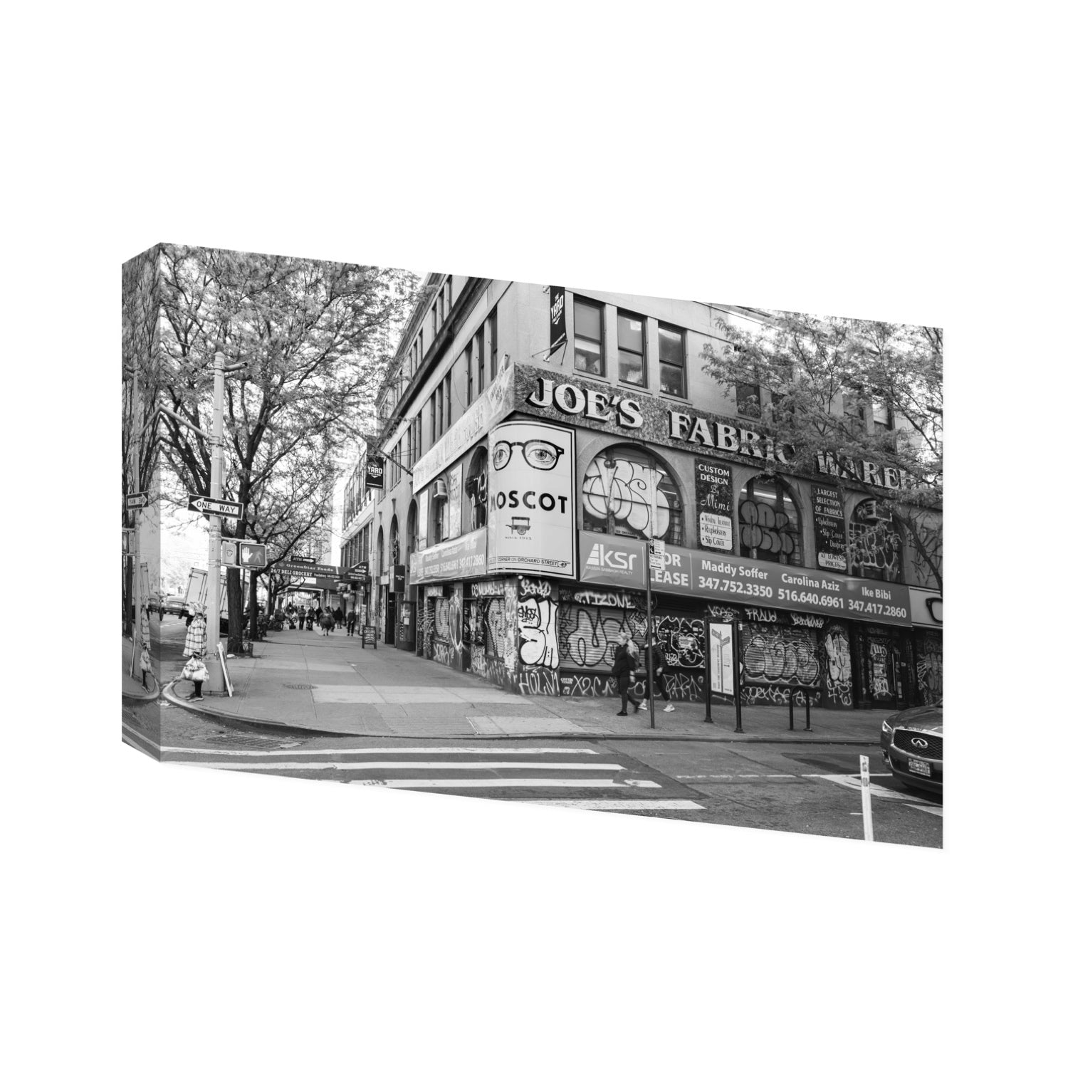 Wall Poetry New York NYC Black & White wall art Statement stretched canvas print