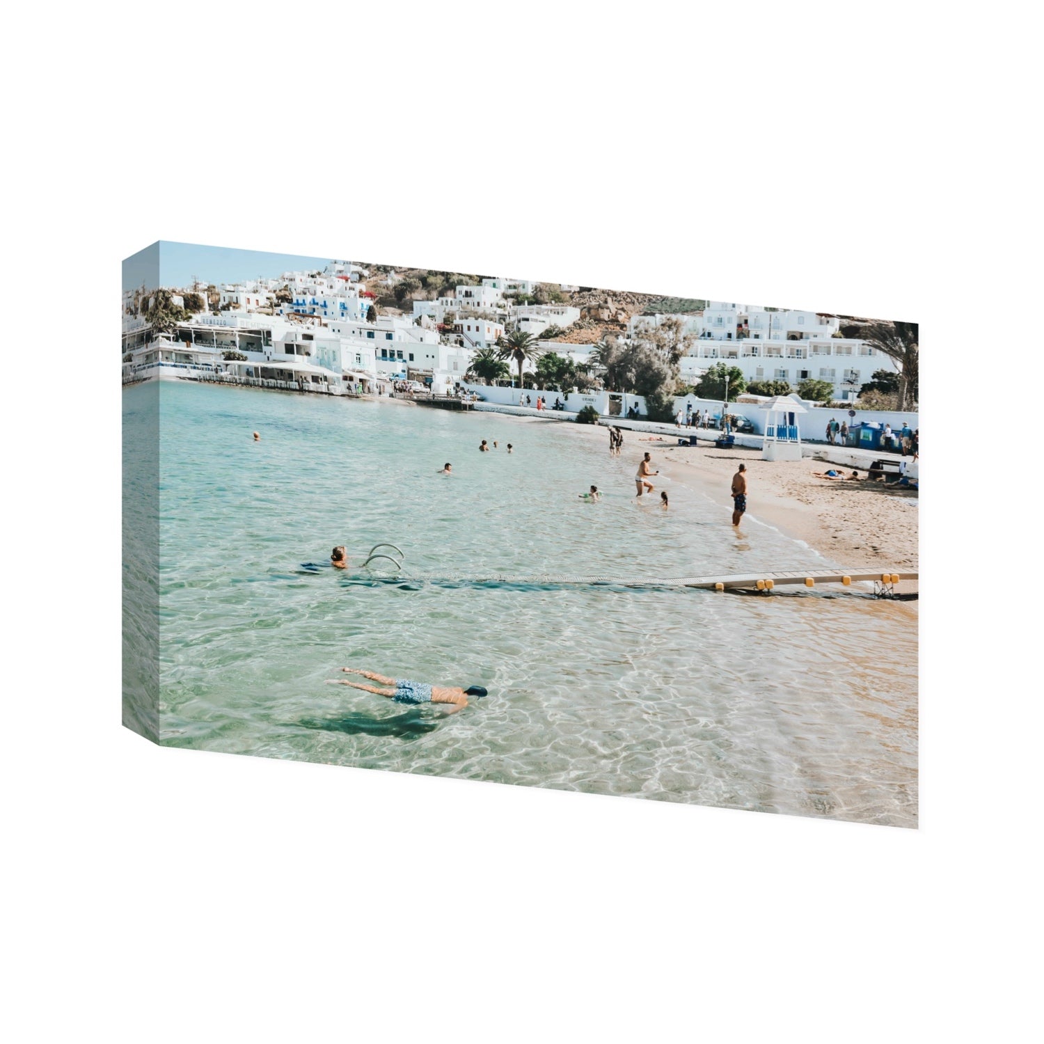 Bathe Yourself In Beauty Mykonos Greek island wall art Statement stretched canvas print