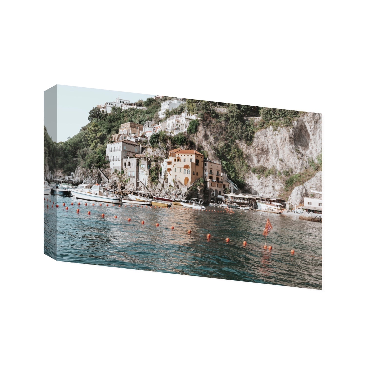 Amalfi Villas fine art print, Amalfi, Italy, coastal scenes artwork, Statement, Stretched Canvas