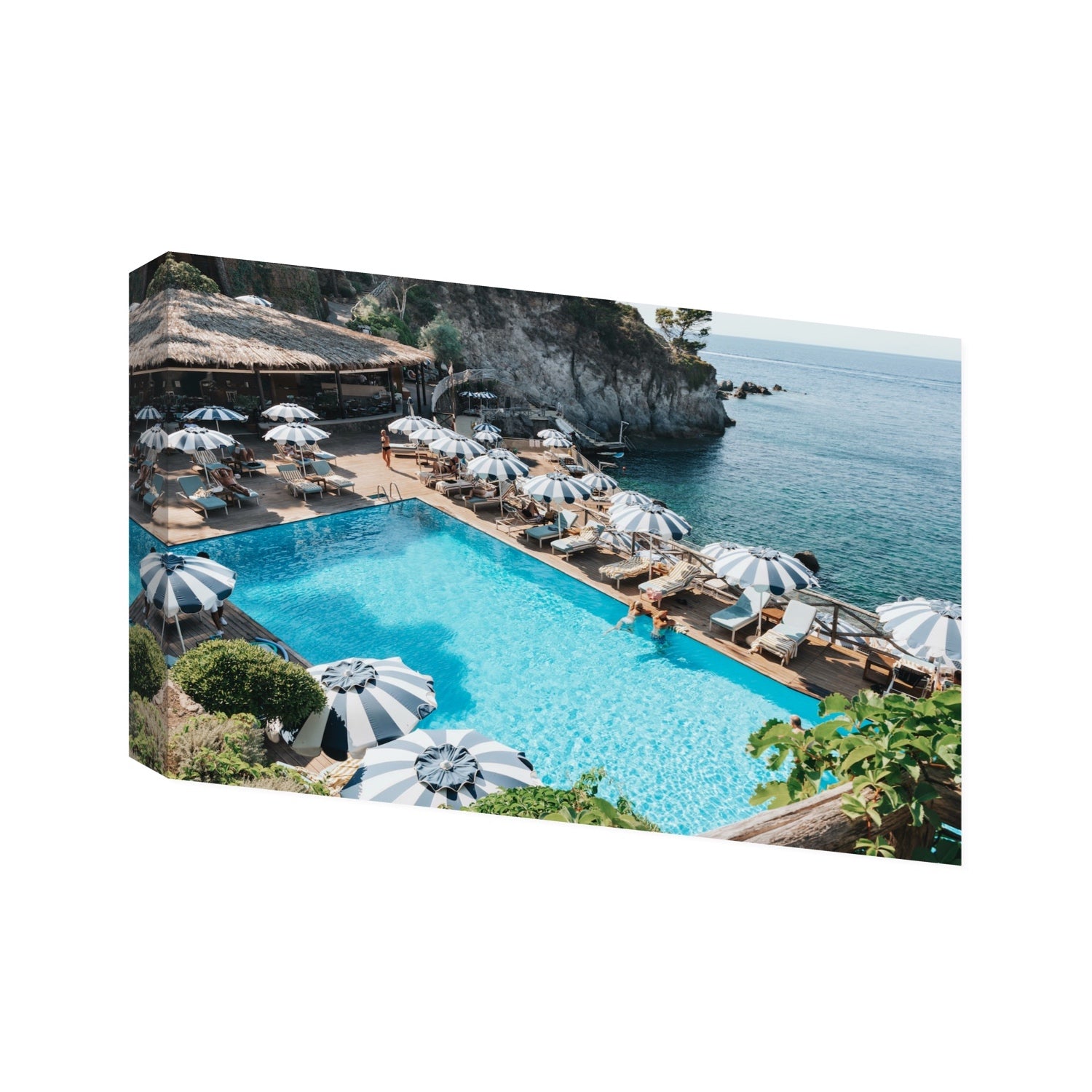 Oceanview Ischia Italian coastal wall art Statement stretched canvas print