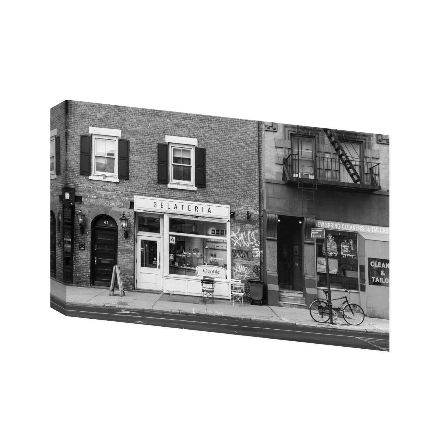 West Village Dolcezza New York NYC Black & White wall art Statement stretched canvas print