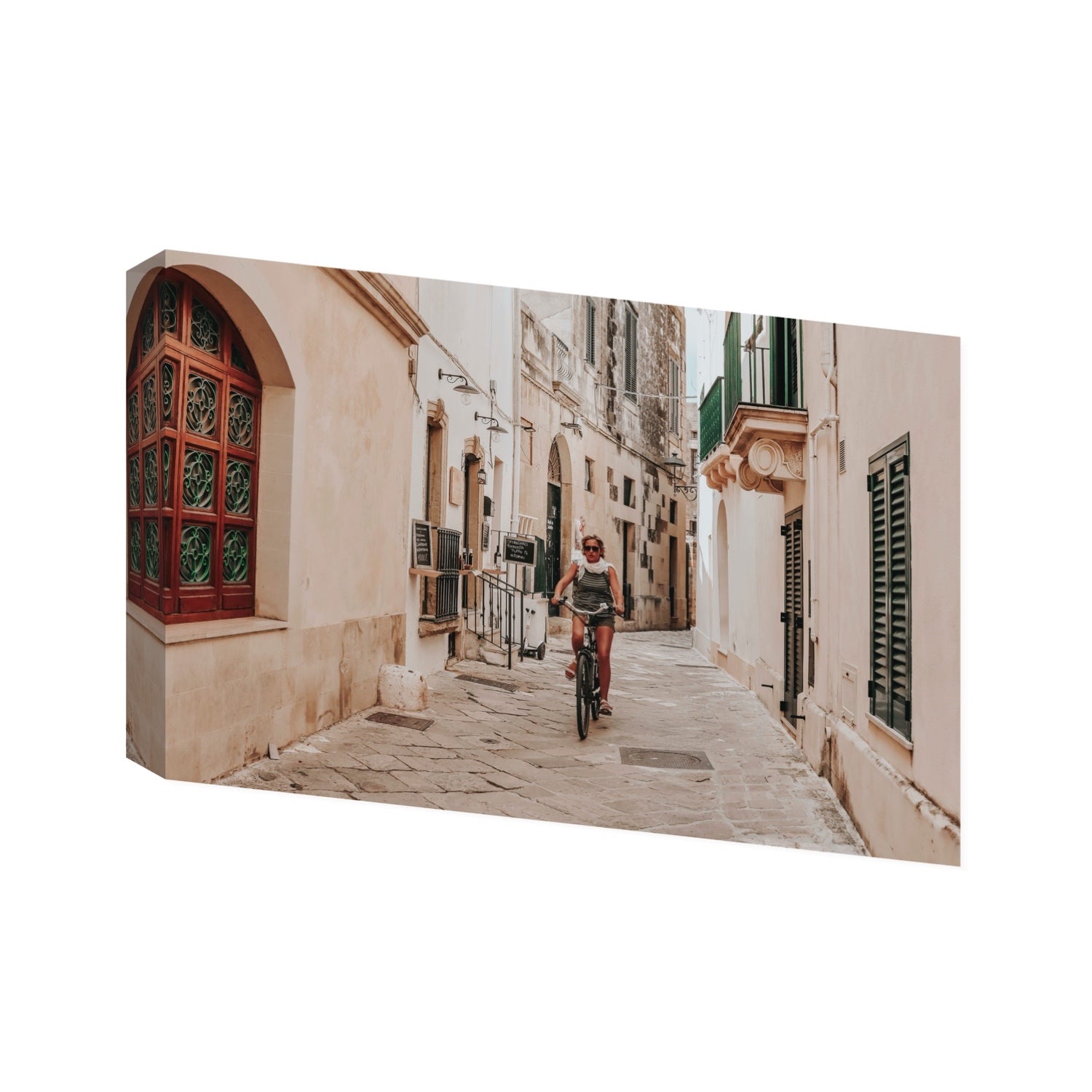 La Donna In Bicicletta Puglia Wall Italian fine art print Statement stretched canvas print