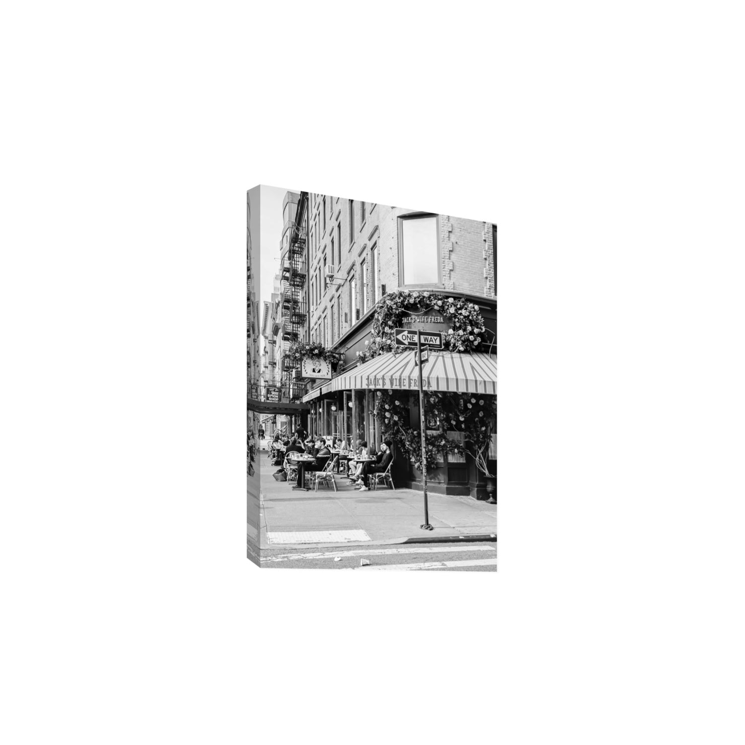 Freda's Feast New York NYC Black & White wall art Large stretched canvas print