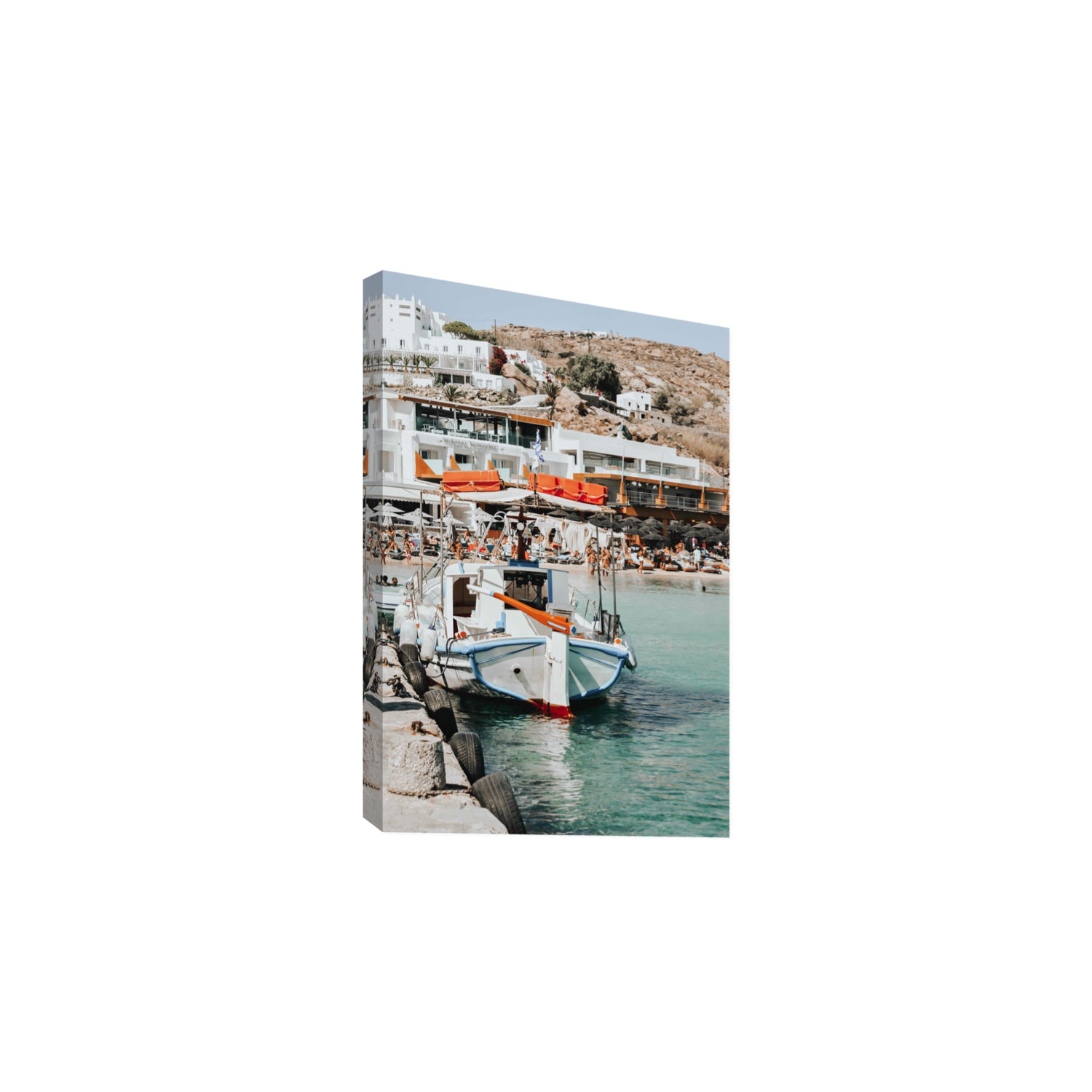 Travel In Style Mykonos Greek island wall art Large stretched canvas print