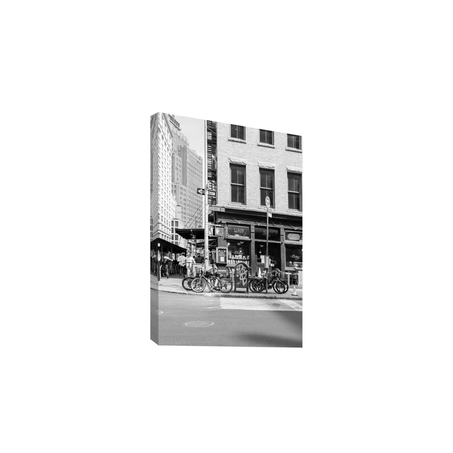 Bites Of The Big Apple New York NYC Black & White wall art Large stretched canvas print