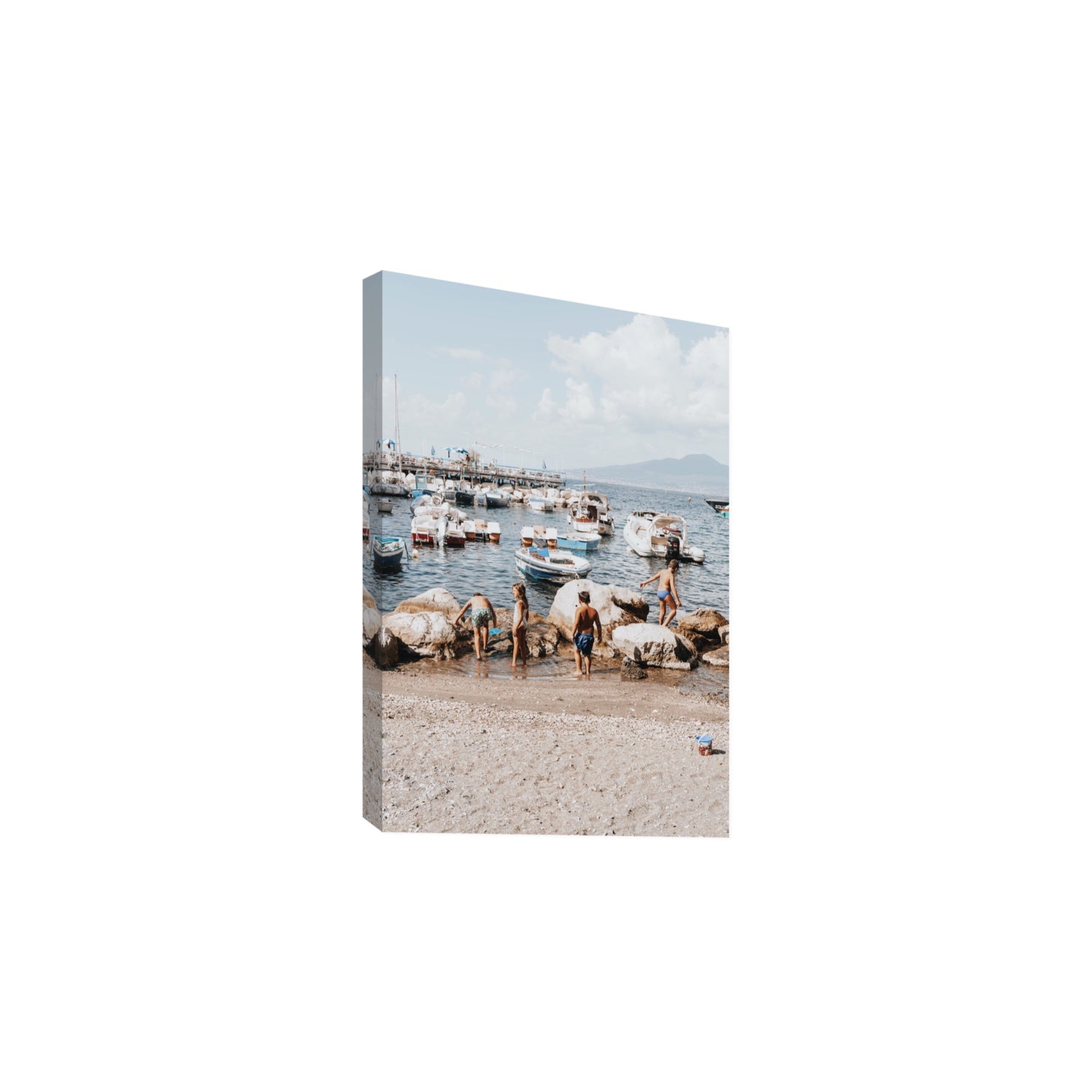 Searching For Treasures Sorrento coastal wall art Large stretched canvas print
