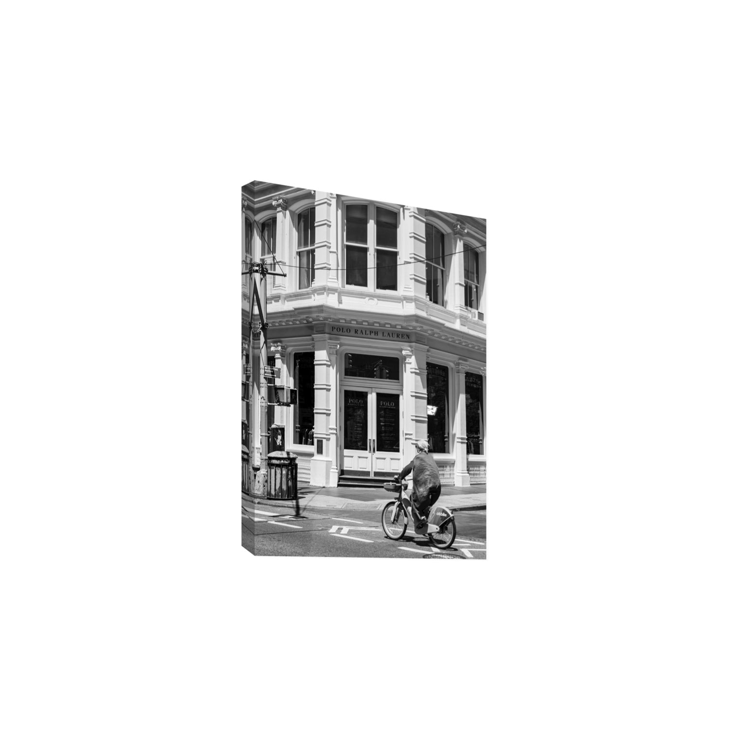 Downtown Rider New York NYC Black & White wall art Large stretched canvas print