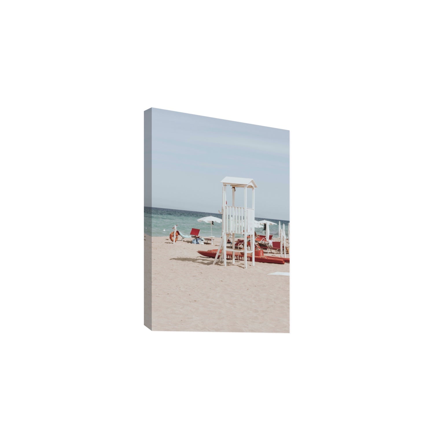 Barefoot Bliss Puglia beach Italian coastal decor wall art Large stretched canvas print