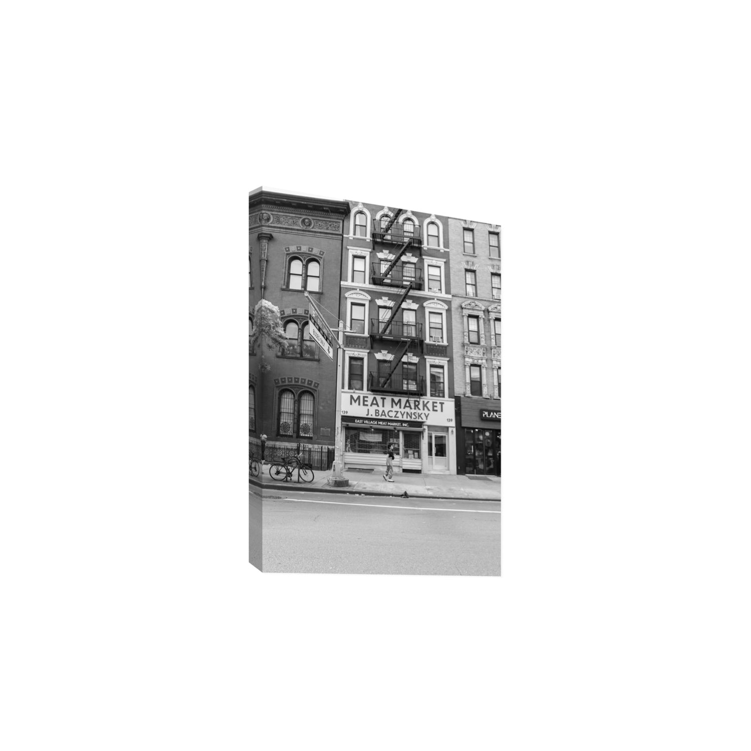 Vertical Village New York NYC Black & White wall art Large stretched canvas print