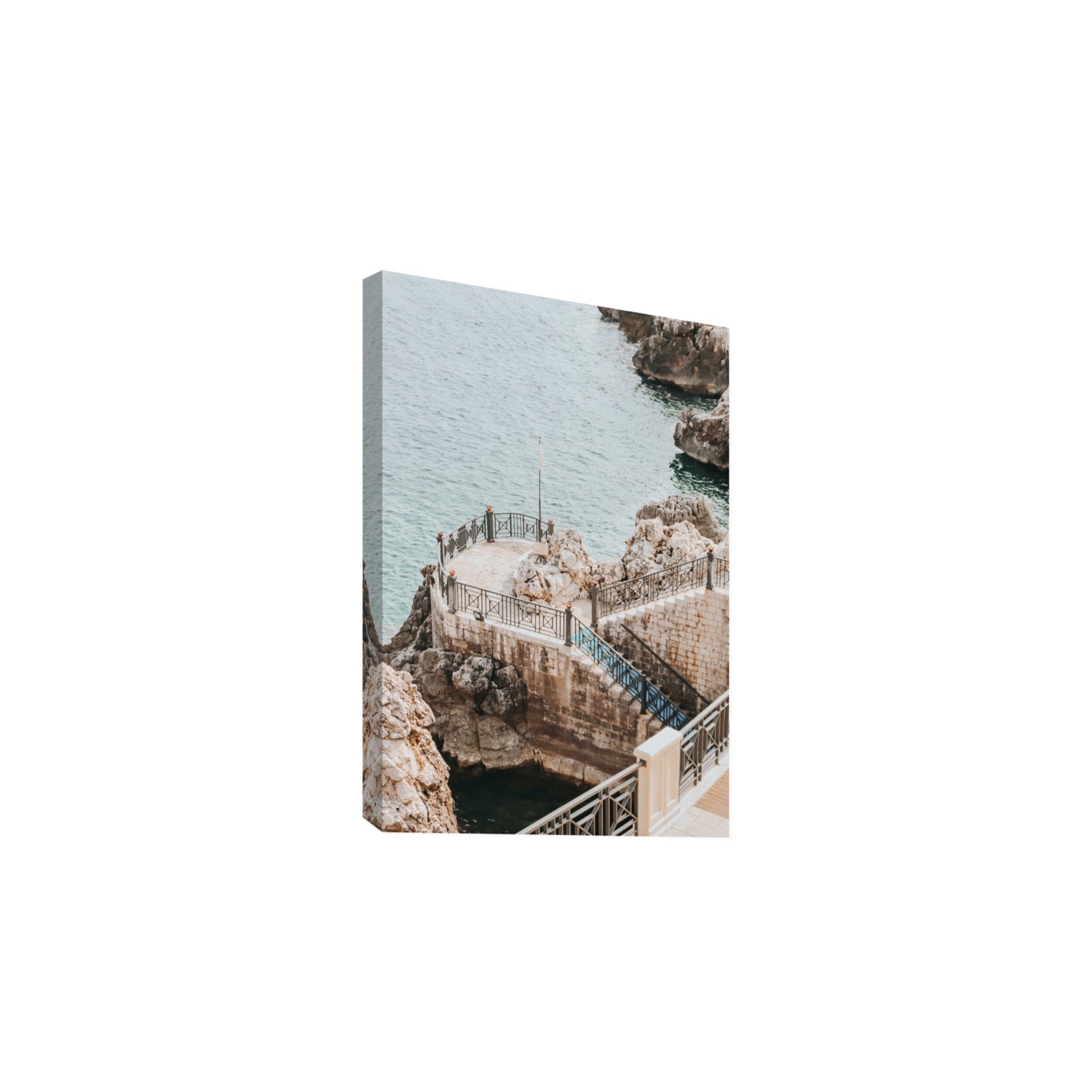 Tidal Staircase Puglia coastal Italian wall art Large stretched canvas print