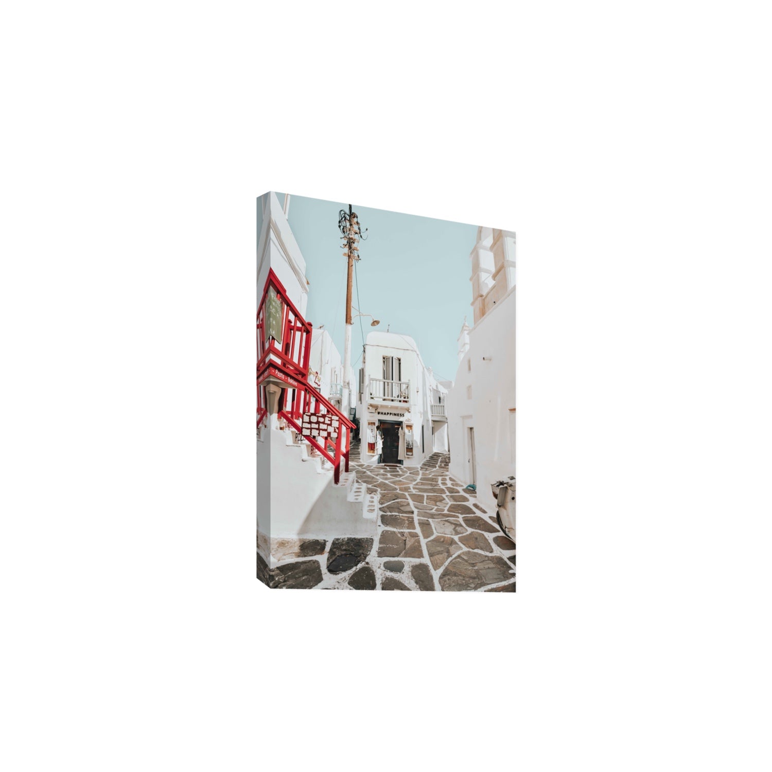Happiness Mykonos Greek island wall art Large stretched canvas print