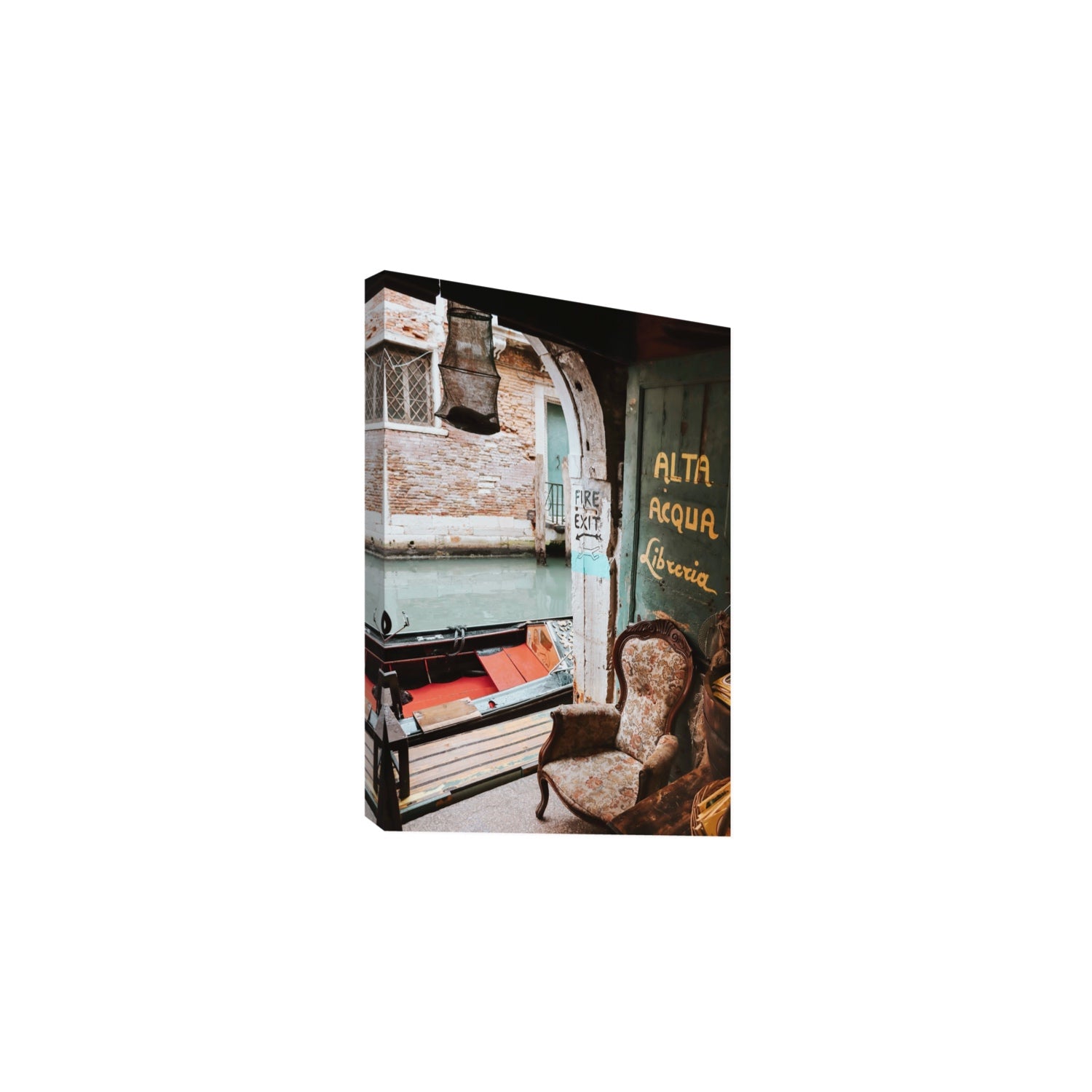 Alta Acqua Venice Bookstore wall art Large stretched canvas print