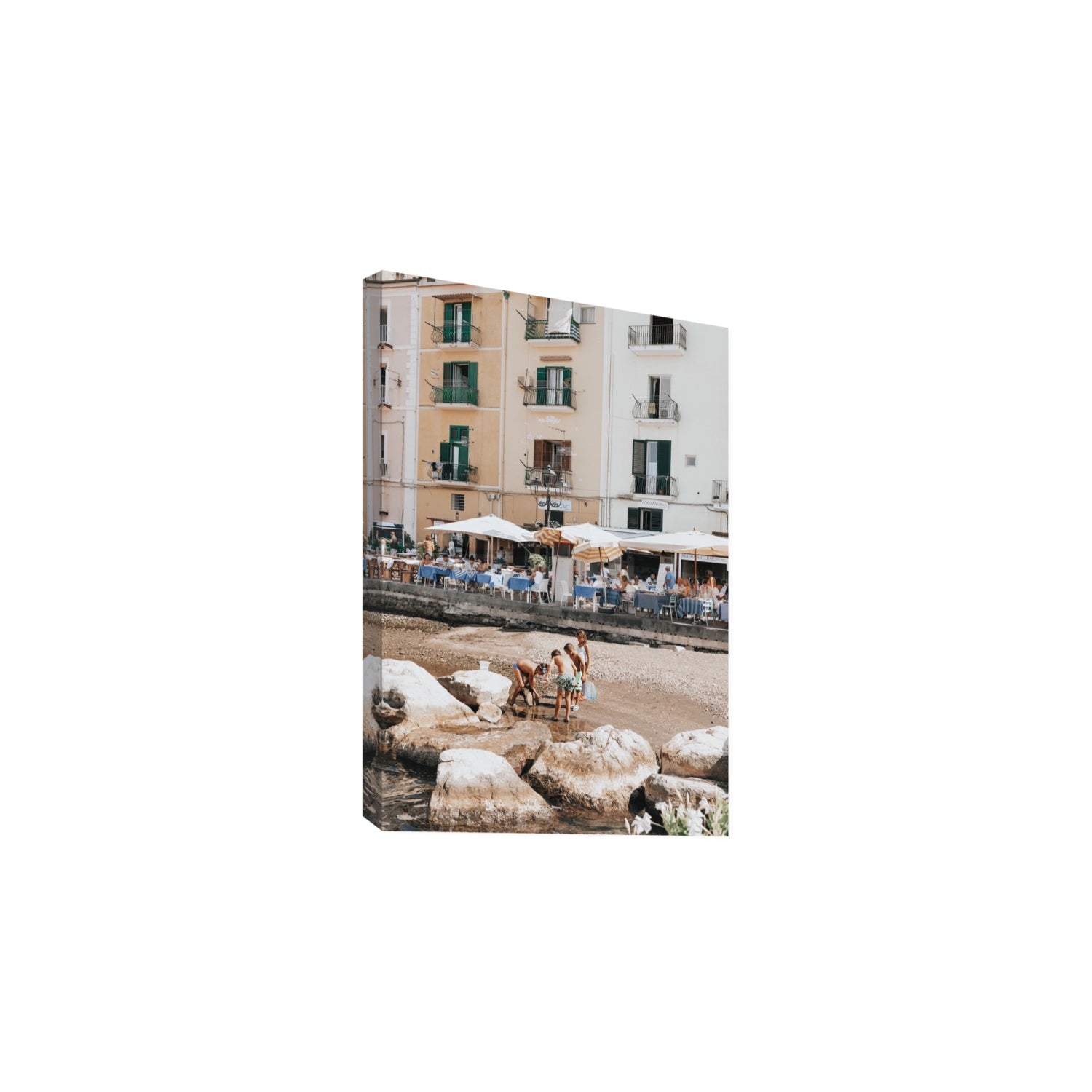 Sunny Playtime Sorrento coastal wall art Large stretched canvas print