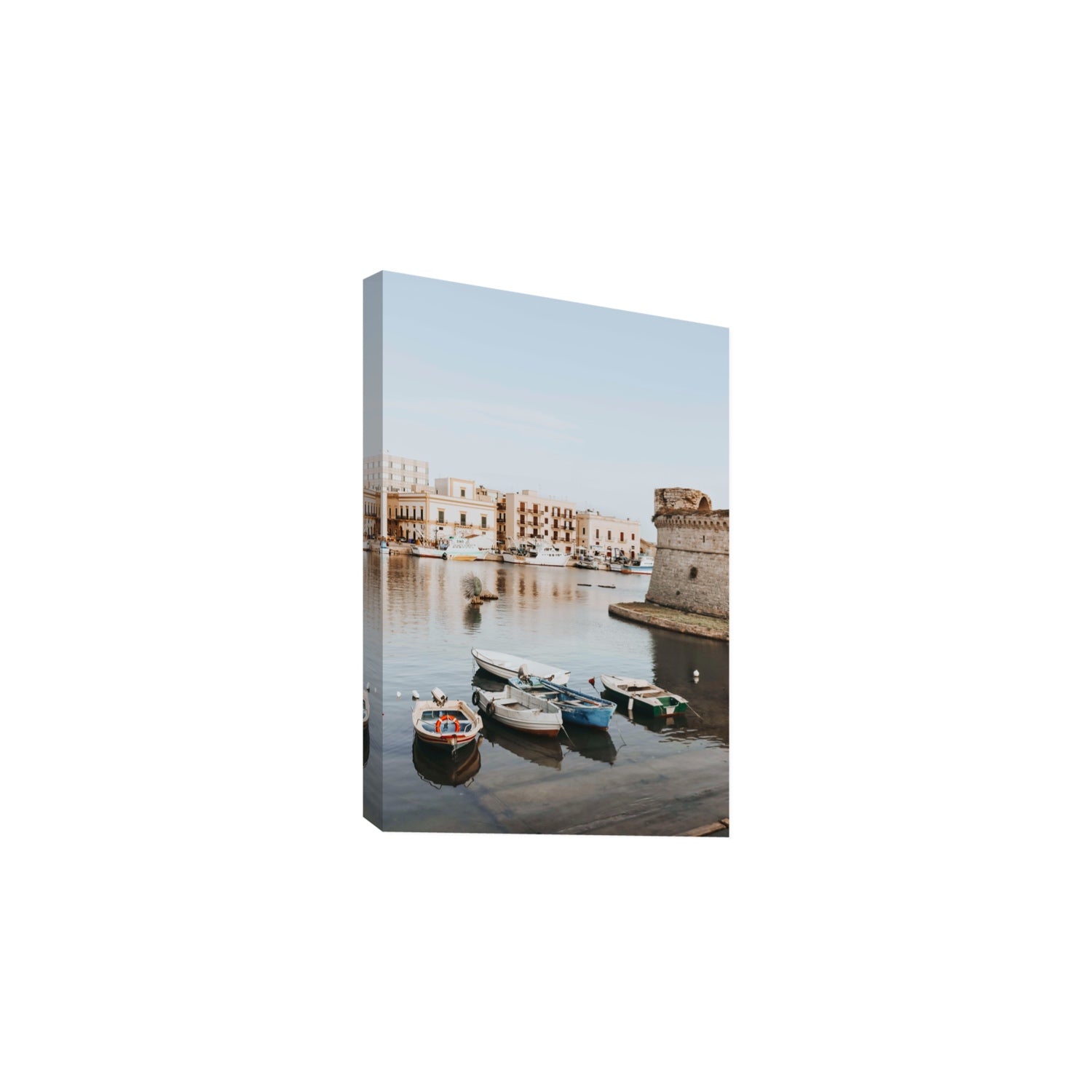 Gallipoli Harbour Puglia coastal wall art Large stretched canvas print
