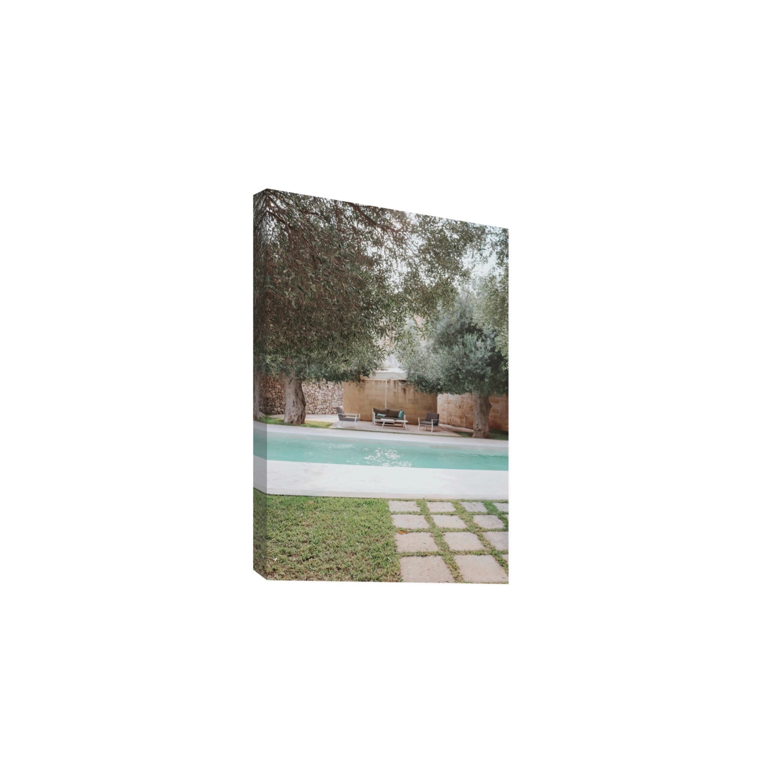 Idyllic Escape Puglia Mediterranean wall art Large stretched canvas print