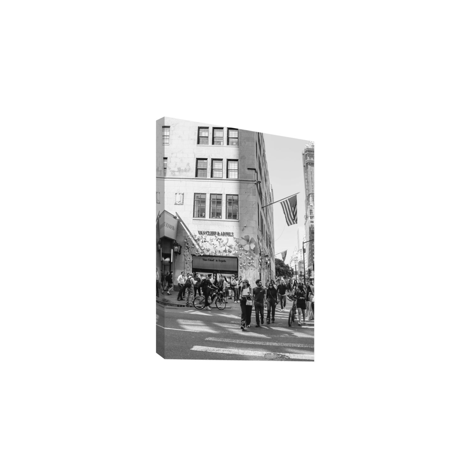 Sidewalk Shuffle New York NYC Black & White wall art Large stretched canvas print