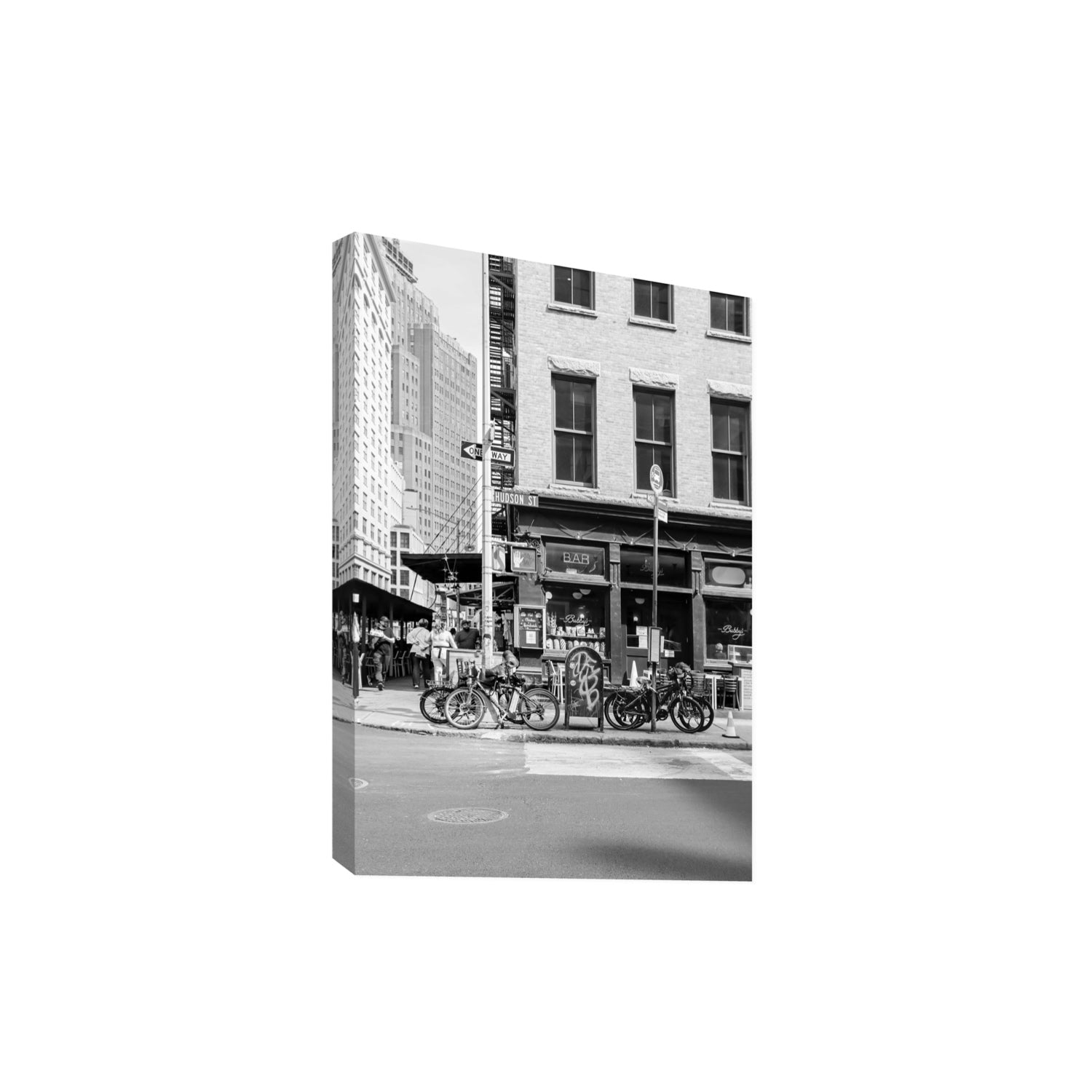 Bites Of The Big Apple New York NYC Black & White wall art Extra Large stretched canvas print