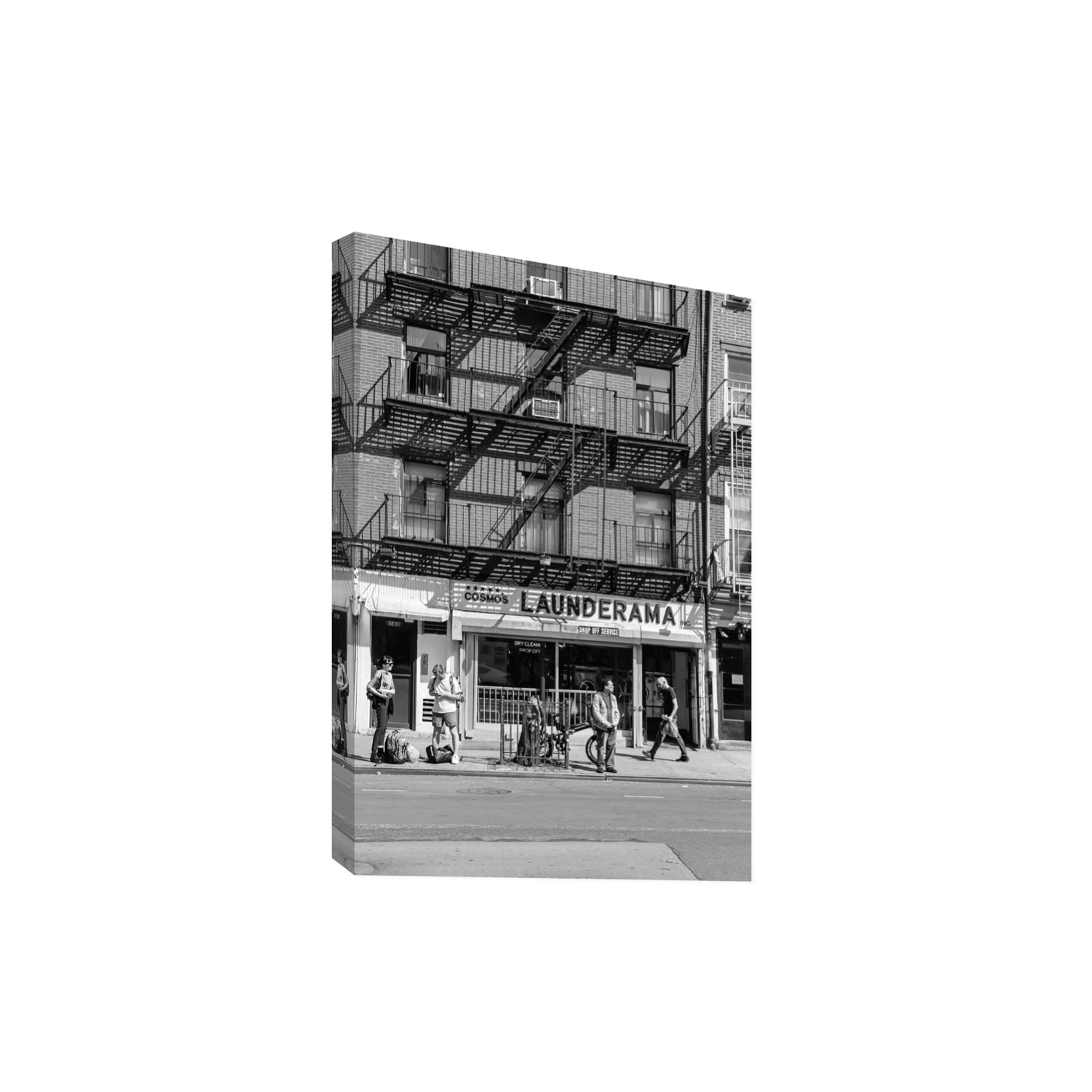 Bus Stop New York NYC Black & White wall art Extra Large stretched canvas print