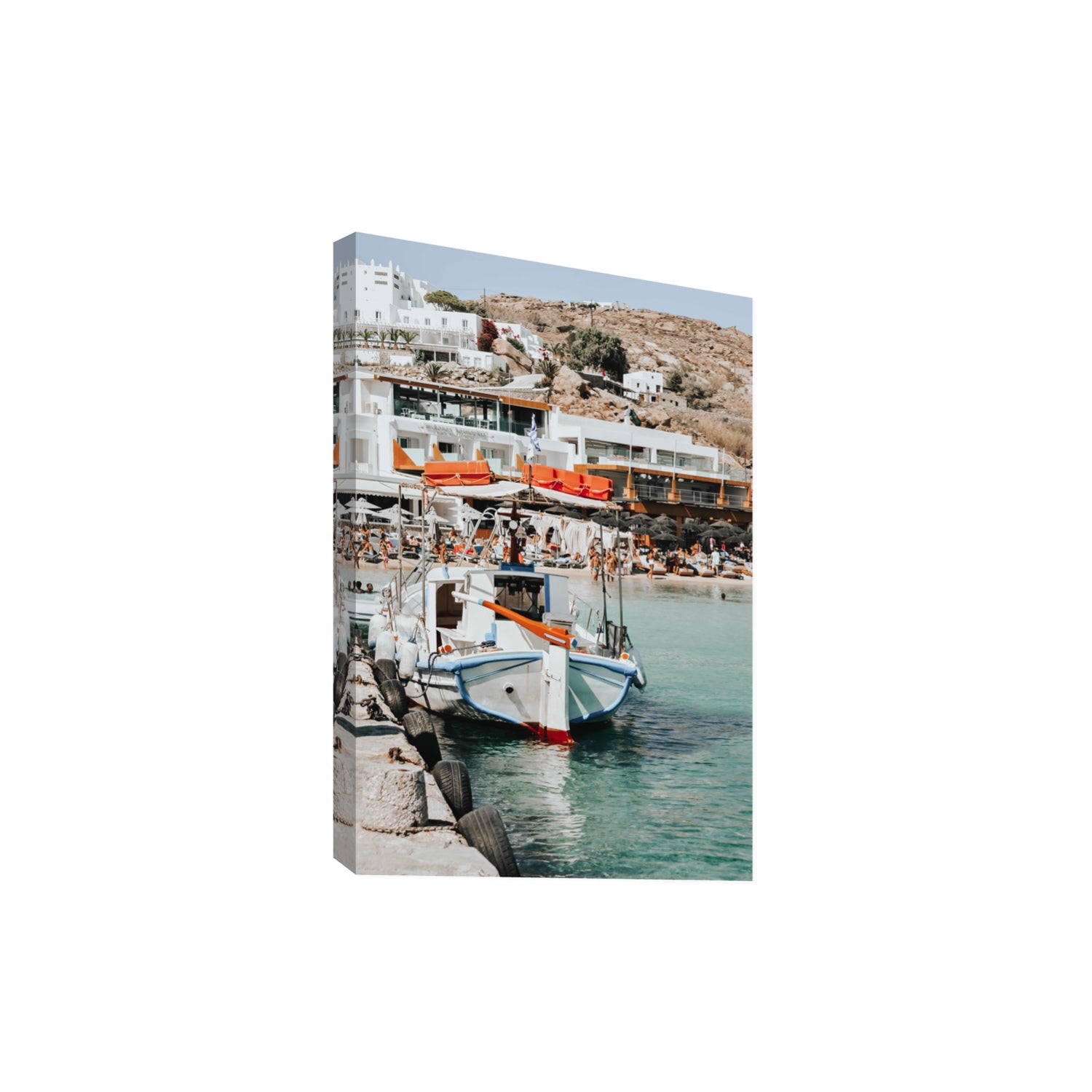 Travel In Style Mykonos Greek island wall art Extra Large stretched canvas print