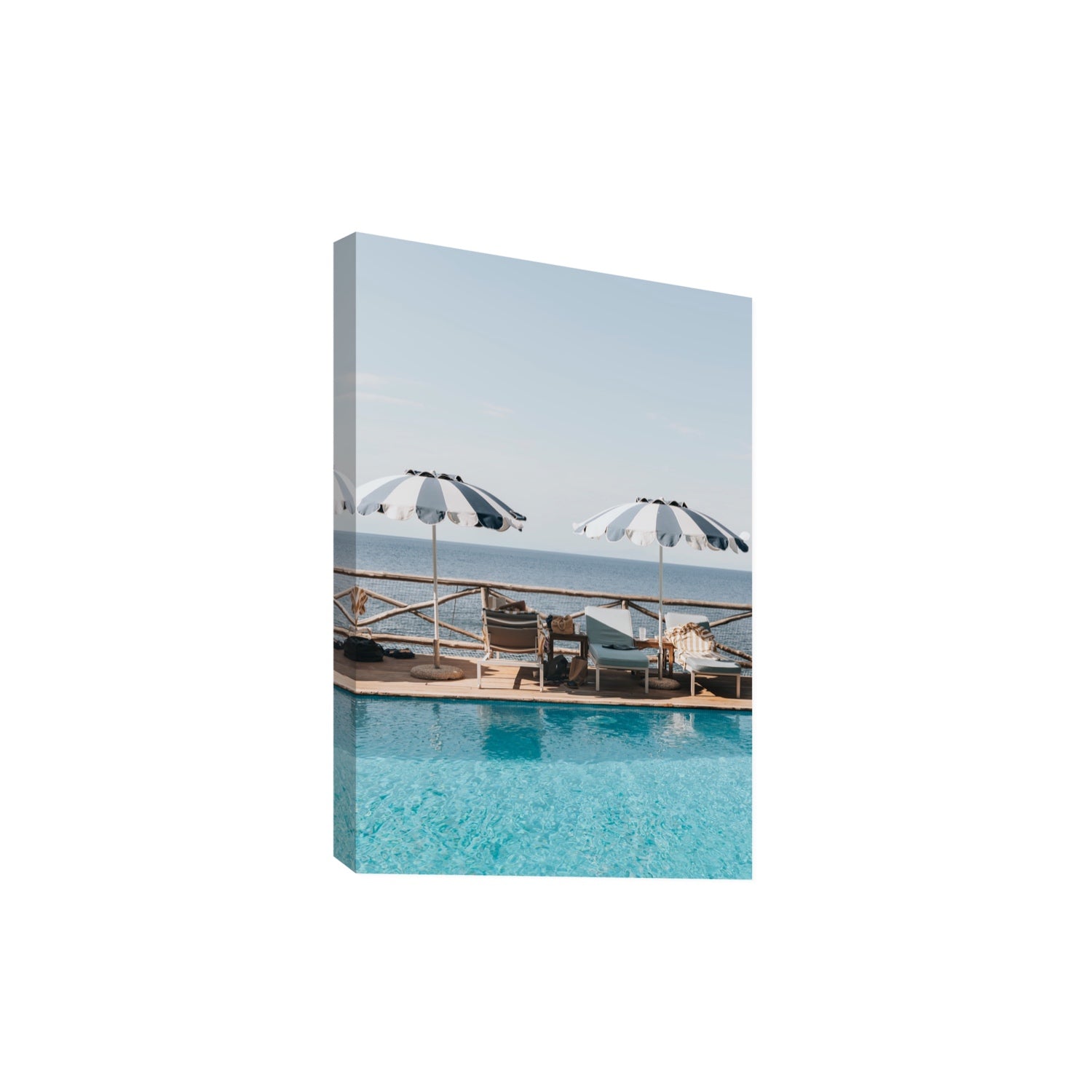 Beach Retreat fine art print, Ischia, Italy, european beach clubs artwork, Extra Large, Stretched Canvas