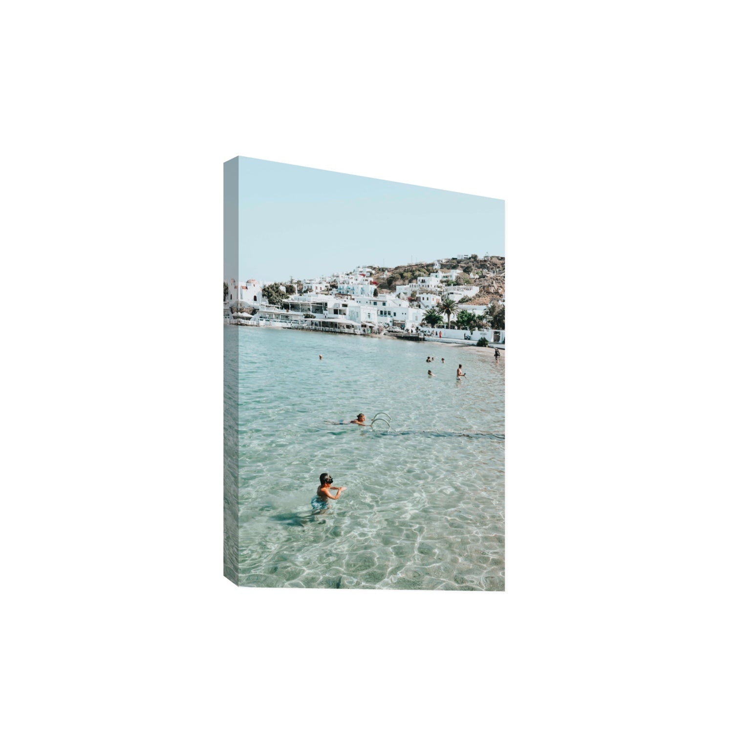 Beside The Seaside Mykonos beach Greek island wall art Extra Large stretched canvas print