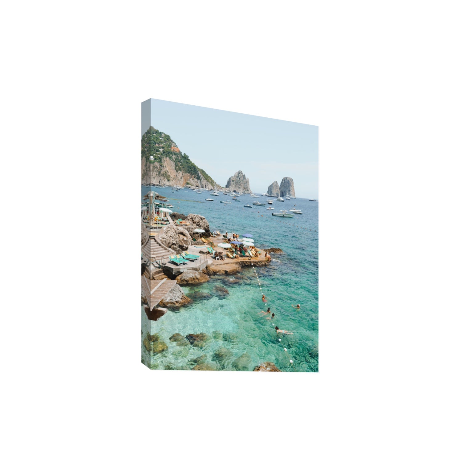 Summertime Blues Capri Mediterranean wall art Extra Large stretched canvas print