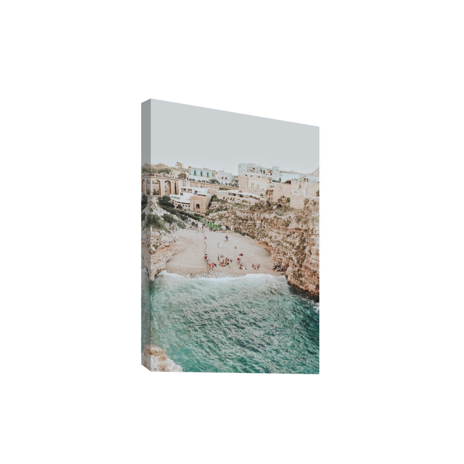 Polignano Vista Puglia coastal Italian beach fine art print Extra Large stretched canvas print