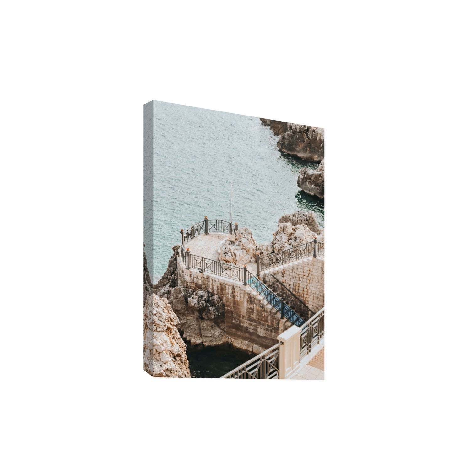 Tidal Staircase Puglia coastal Italian wall art Extra Large stretched canvas print