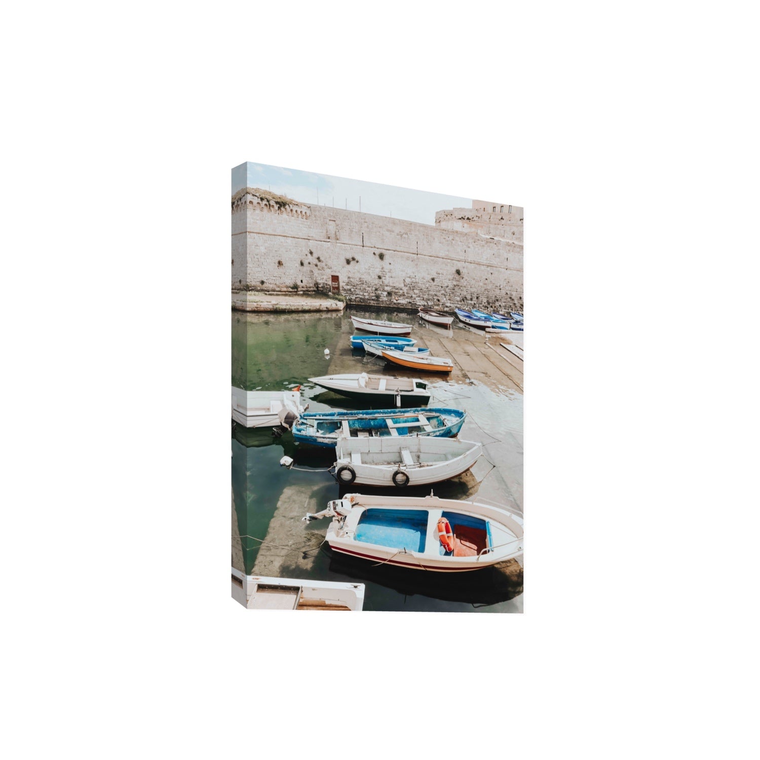 Harbour Palette Puglia coastal photography wall art Extra Large stretched canvas print