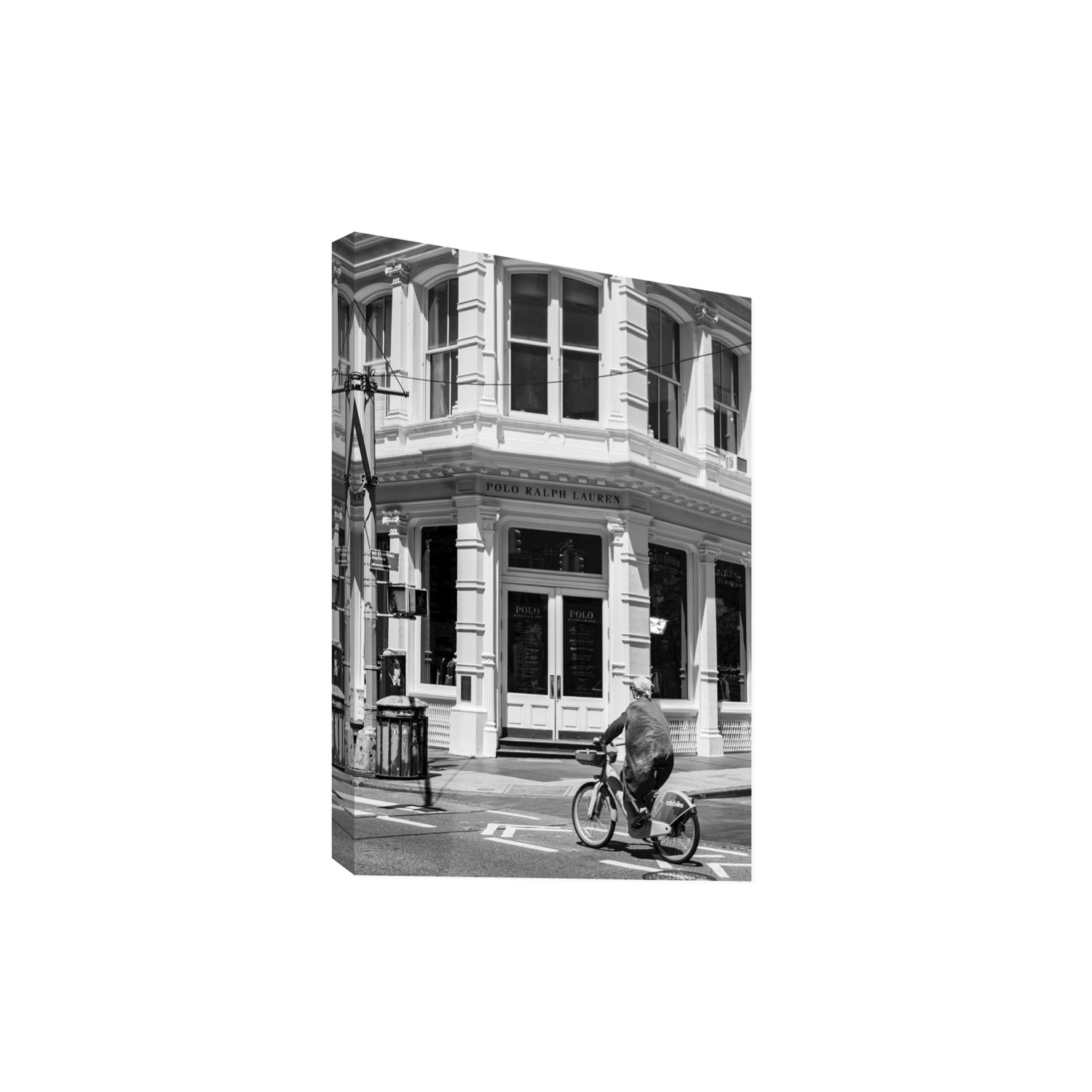 Downtown Rider New York NYC Black & White wall art Extra Large stretched canvas print