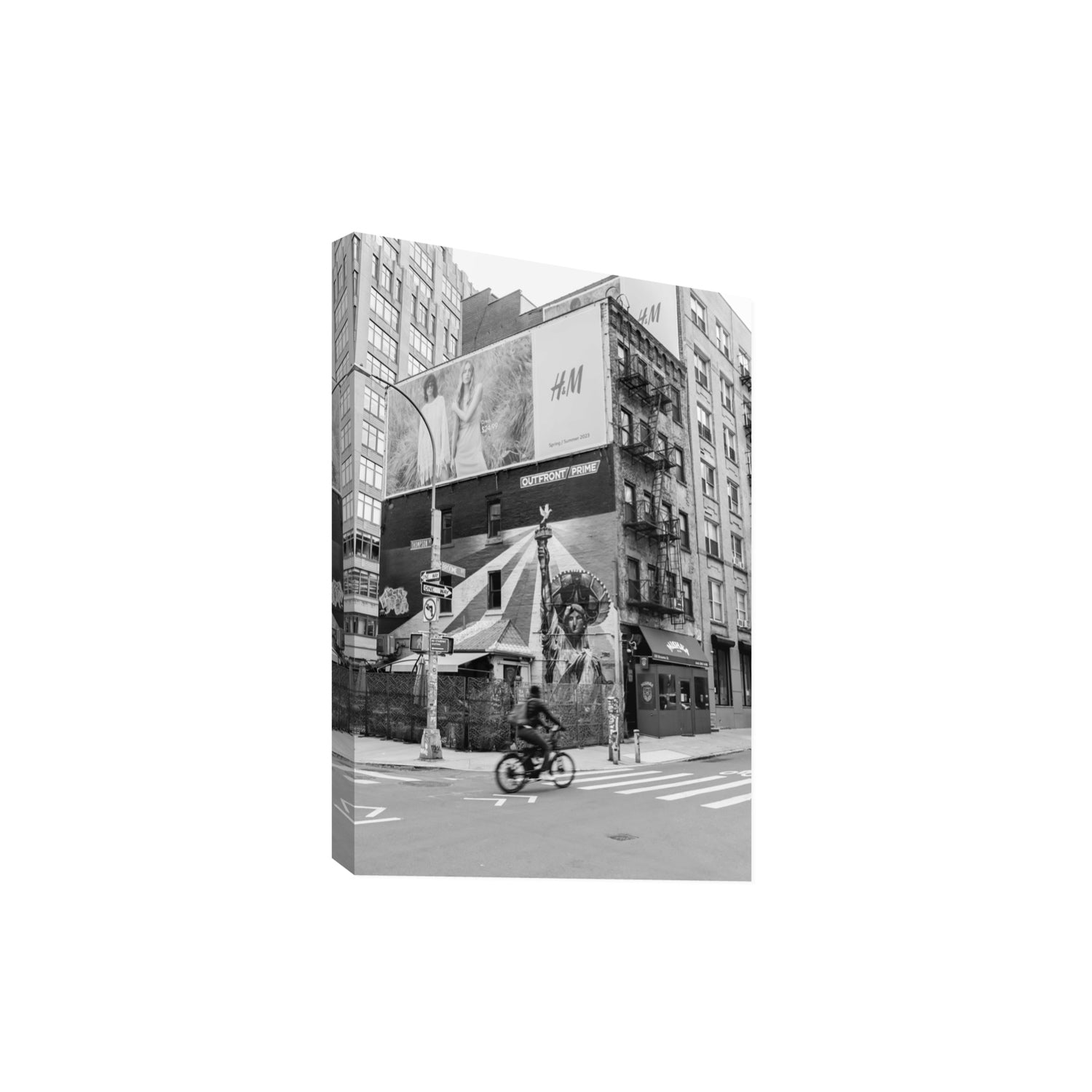 Shadows Of Liberty New York NYC Black & White wall art Extra Large stretched canvas print