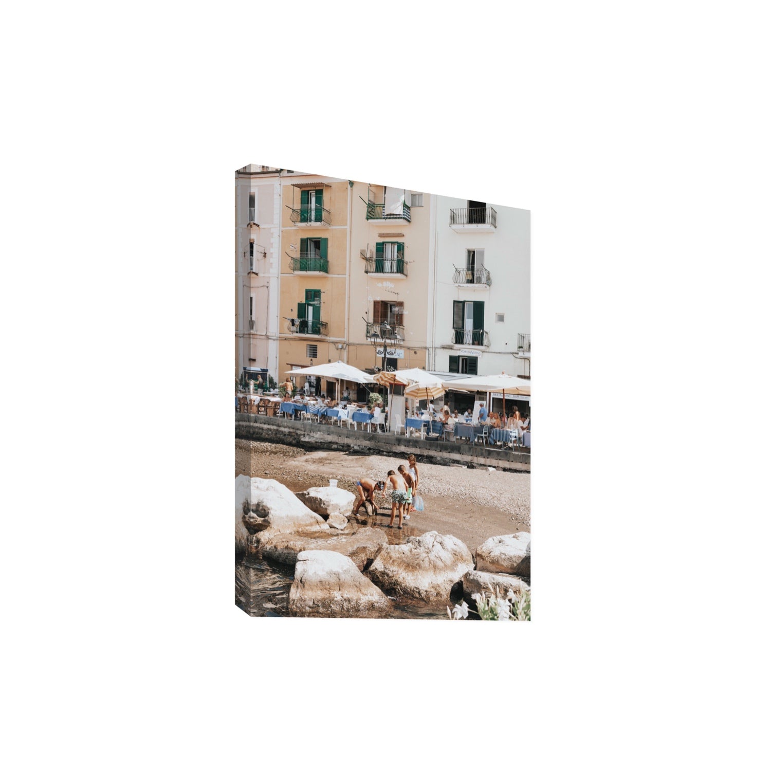 Sunny Playtime Sorrento coastal wall art Extra Large stretched canvas print