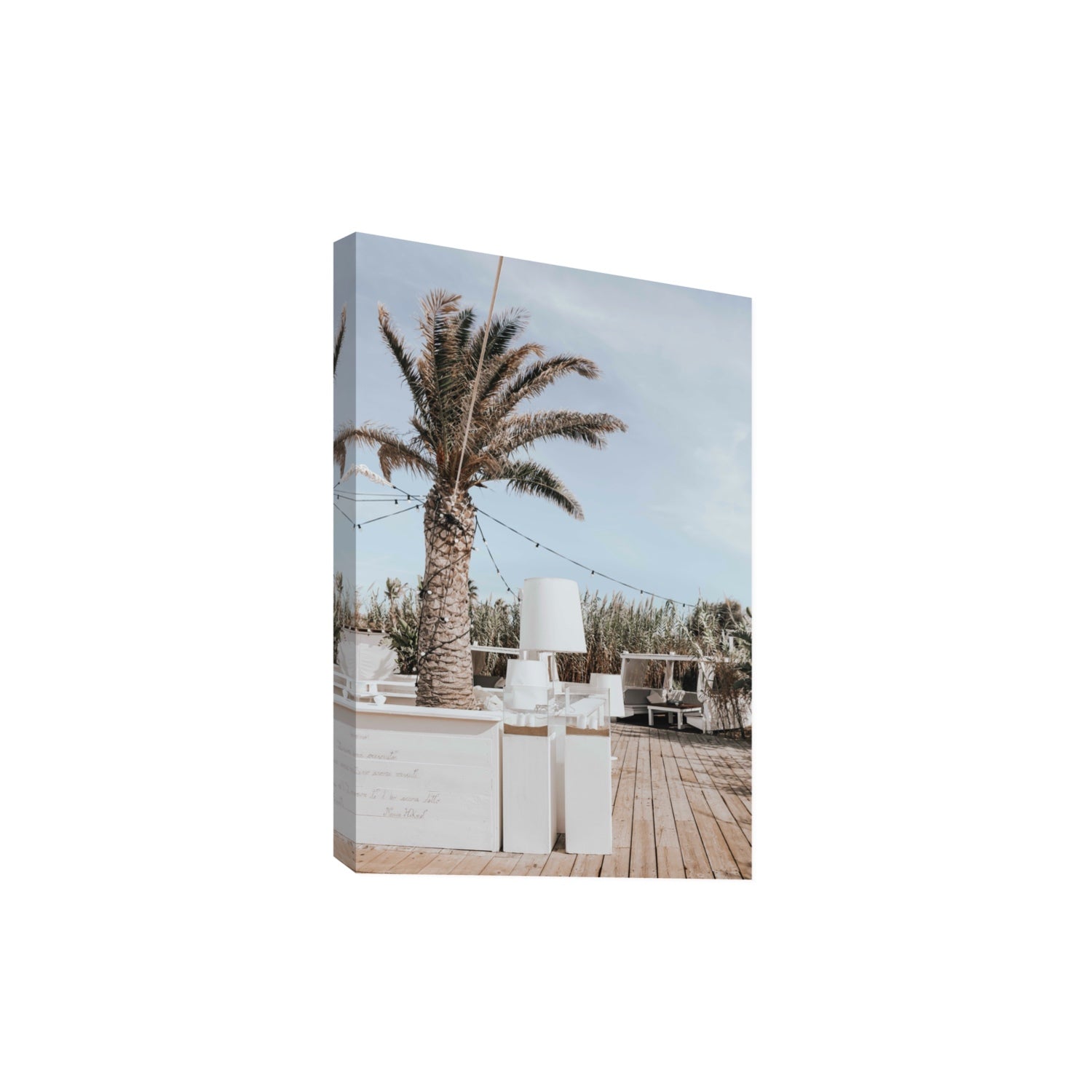 Seabreeze Palm Puglia coastal beach wall art Extra Large stretched canvas print