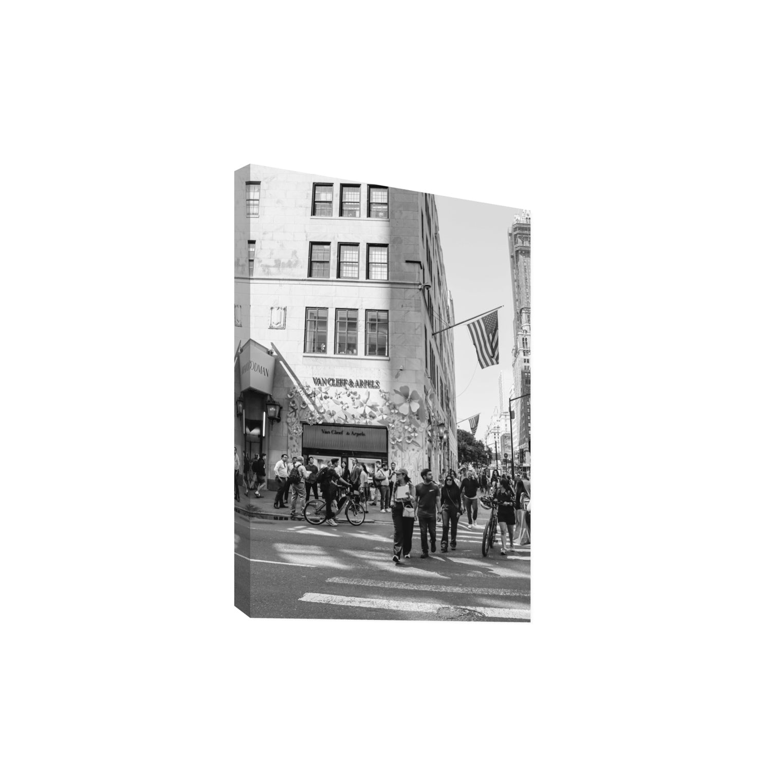Sidewalk Shuffle New York NYC Black & White wall art Extra Large stretched canvas print