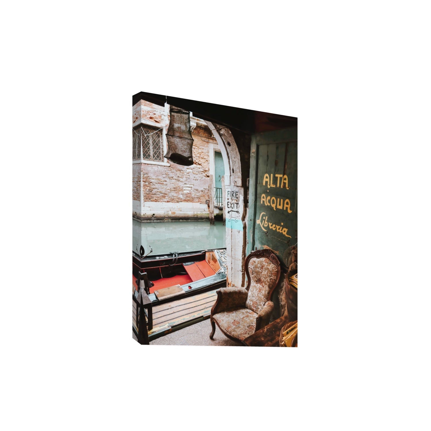 Alta Acqua Venice Bookstore wall art Extra Large stretched canvas print