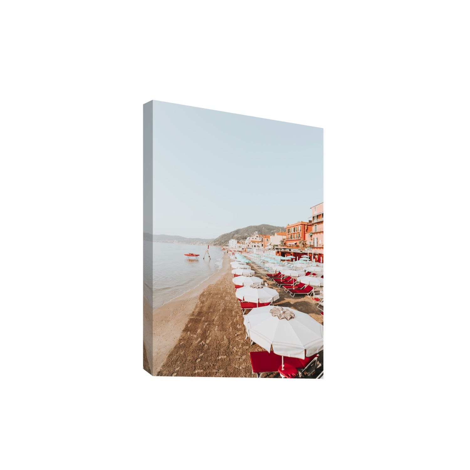 Italian Riviera fine art print, Alassio, Italy, coastal scenes artwork, Extra Large, Stretched Canvas