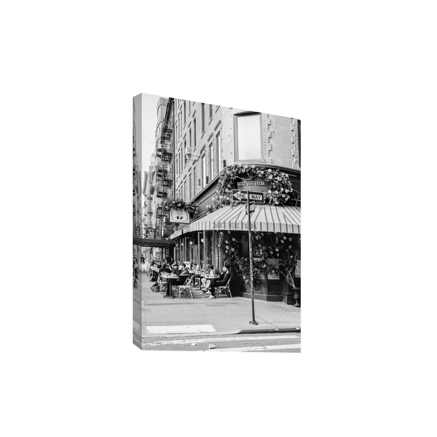 Freda's Feast New York NYC Black & White wall art Extra Large stretched canvas print