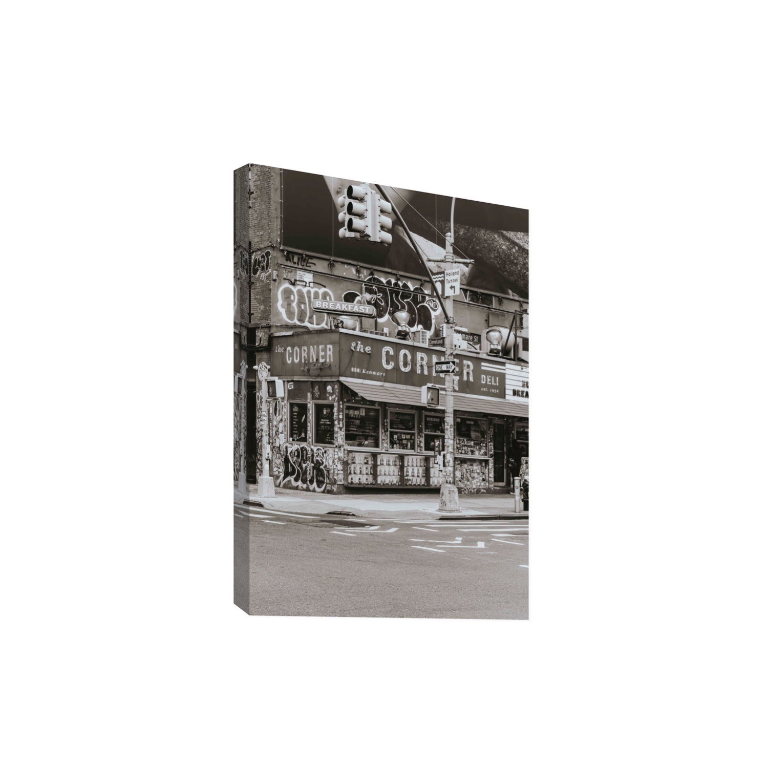 Soho Deli New York NYC Black & White wall art Extra Large stretched canvas print